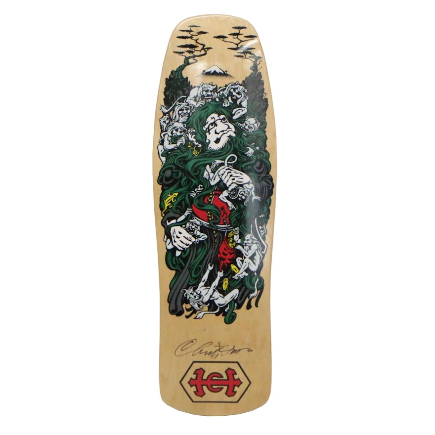 Christian Hosoi Signed Santa Cruz Skateboard Deck with Jim Phillips Art "Monk"