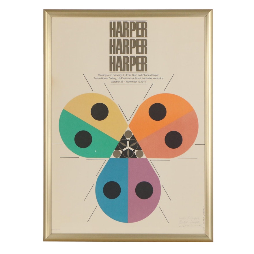 Signed Lithograph Exhibition Poster "Harper Harper Harper", 1977