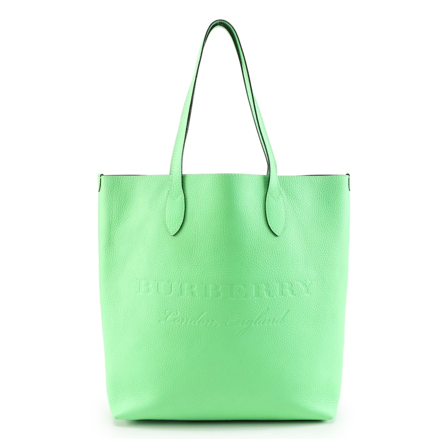 Burberry Remington Tote in Neon Green Grained Leather