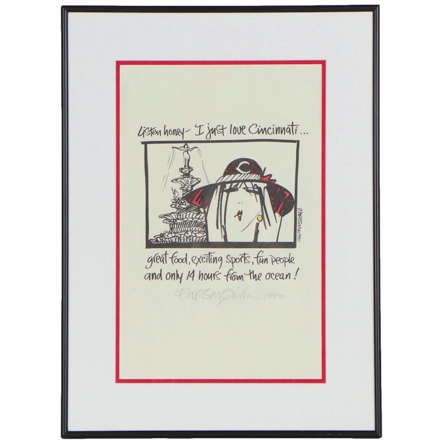 Emerson Quillin Cartoon Print "Listen Honey - I just love Cincinnati"