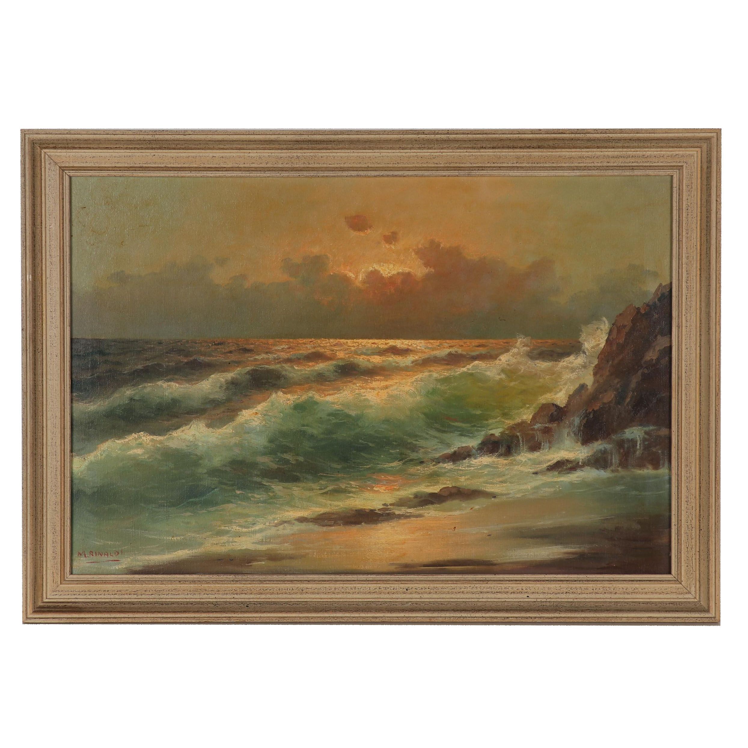M. Rinaldi Seascape Oil Painting, 20th Century