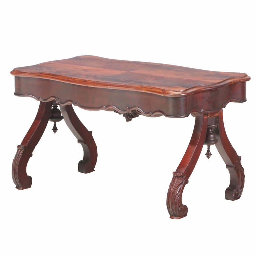 Rococo Revival Flame Mahogany Coffee Table, 3rd Quarter 19th Century and Adapted