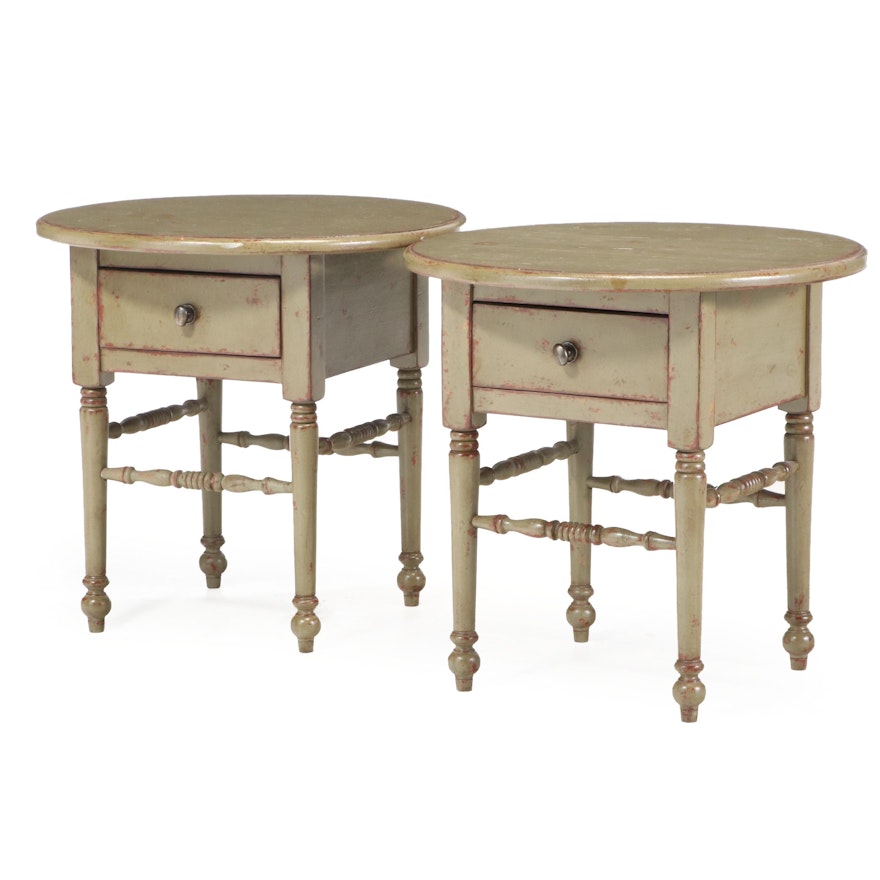 Pair of Eddy West American Primitive Style Painted Side Tables