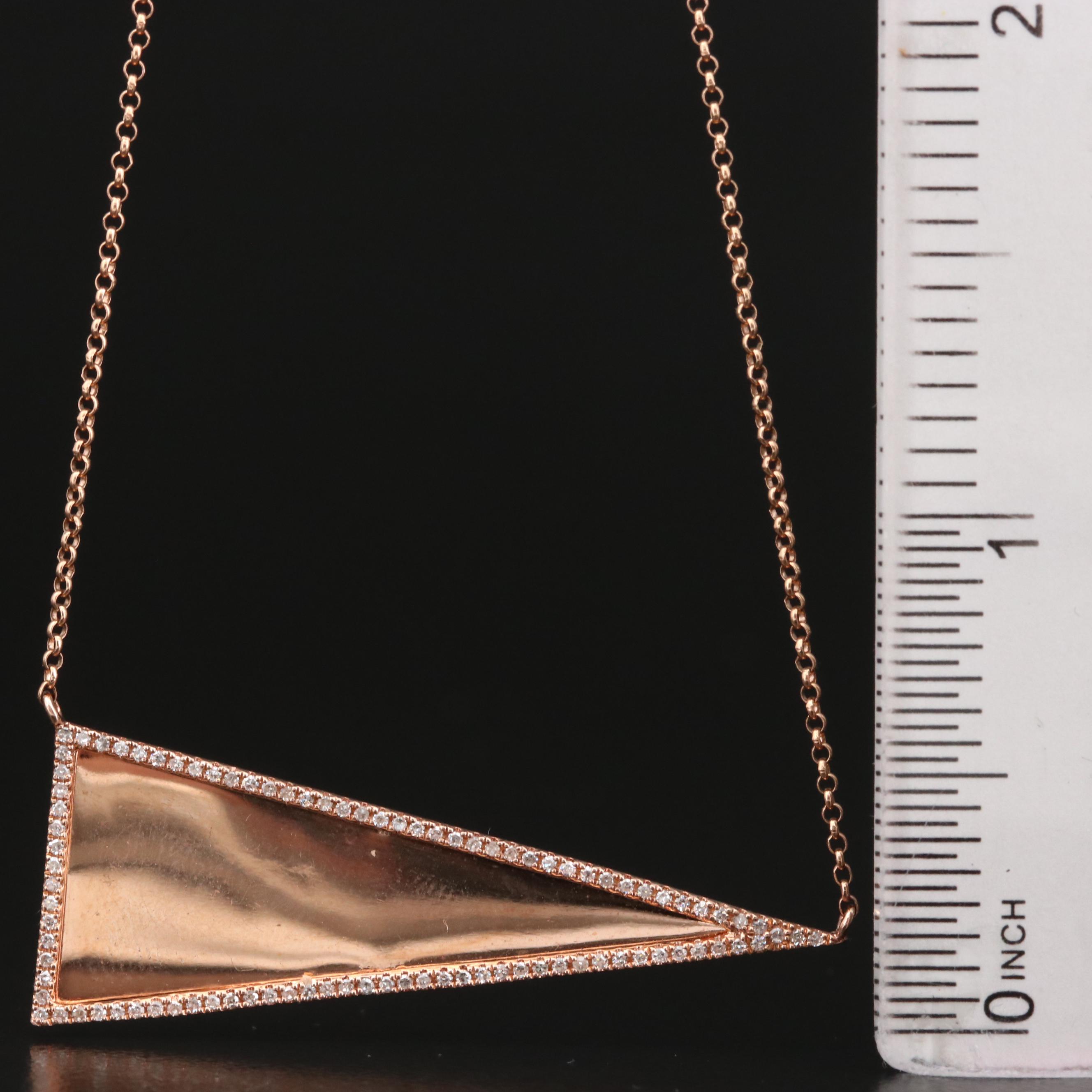 14K Rose Diamond Obtuse Triangle Necklace