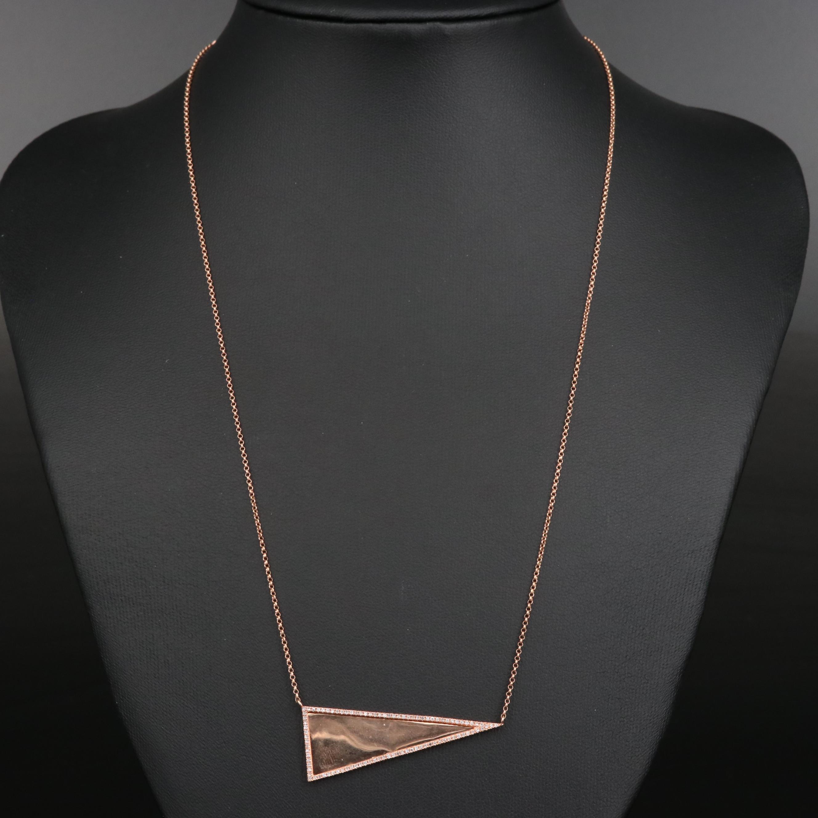 14K Rose Diamond Obtuse Triangle Necklace