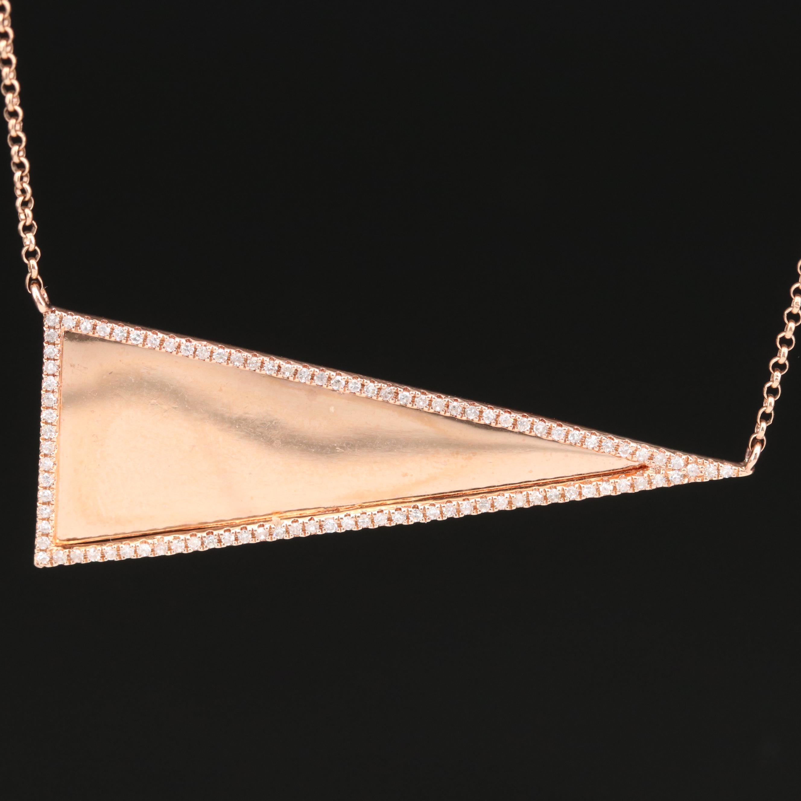 14K Rose Diamond Obtuse Triangle Necklace