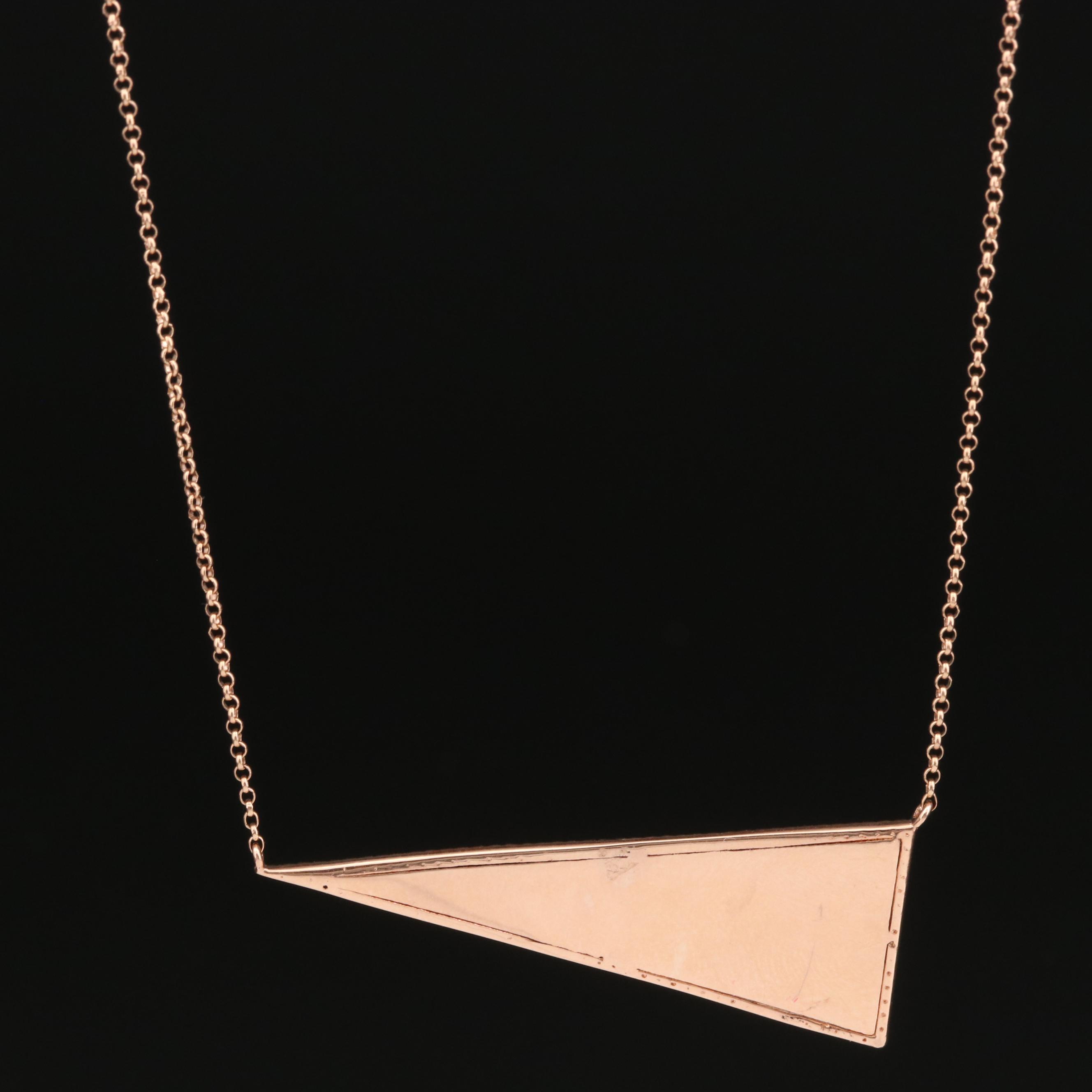 14K Rose Diamond Obtuse Triangle Necklace