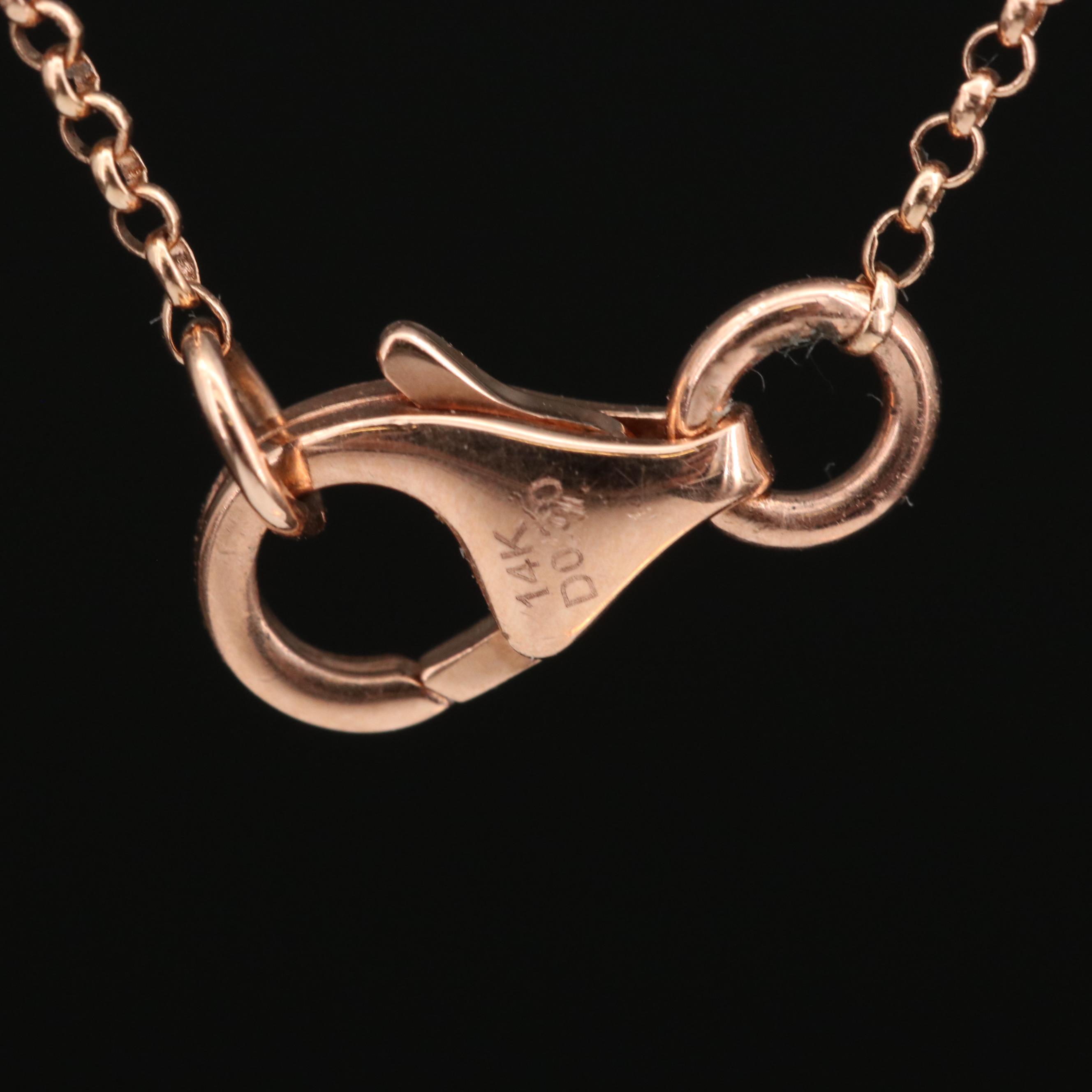 14K Rose Diamond Obtuse Triangle Necklace