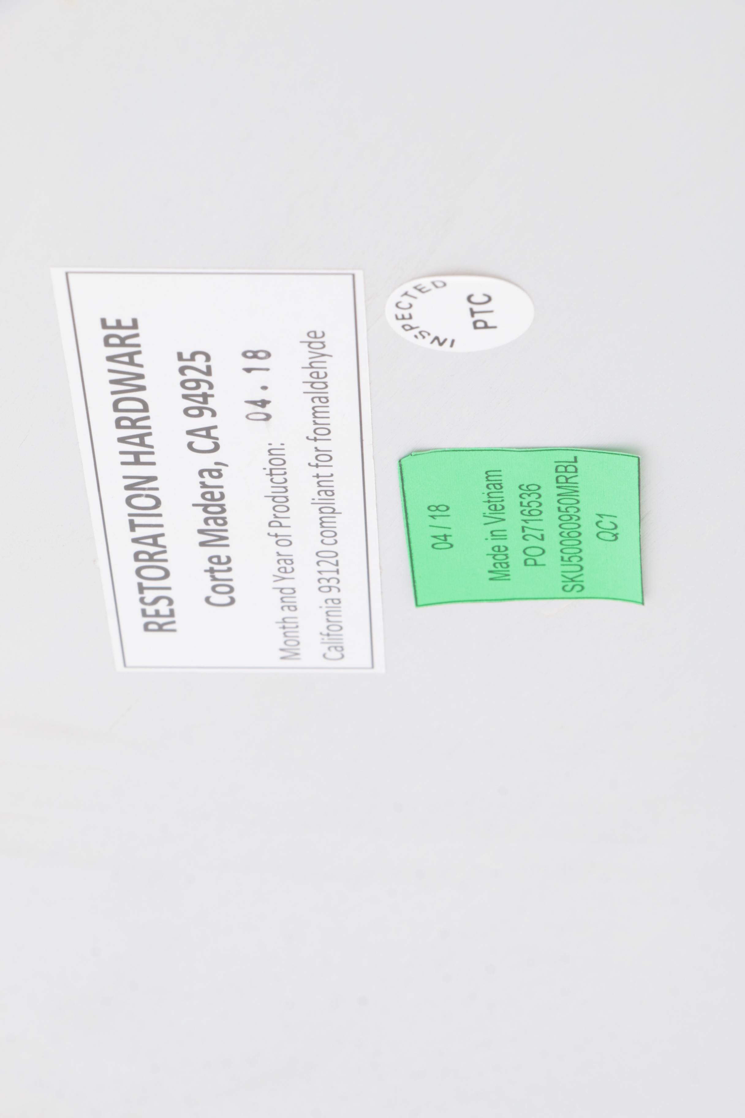 Restoration Hardware "Tulip"  Carrara Marble Top Table with Aged Bronze Base