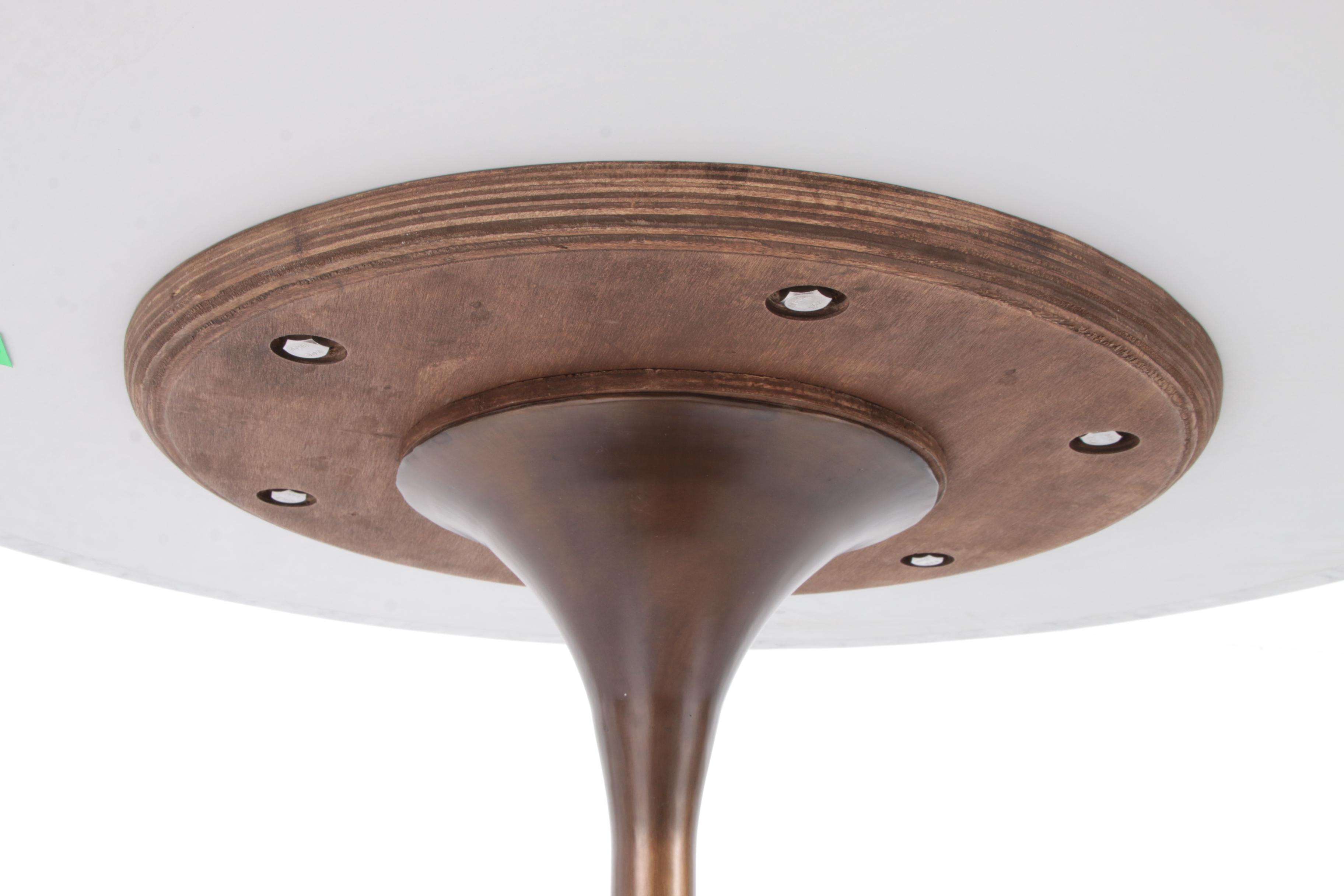 Restoration Hardware "Tulip"  Carrara Marble Top Table with Aged Bronze Base