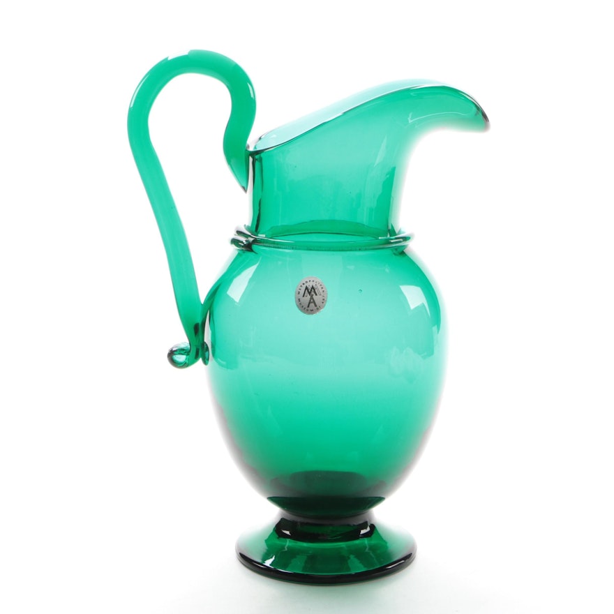 MMA Reproduction Emerald Blown Glass Pitcher by Erickson Glass Works