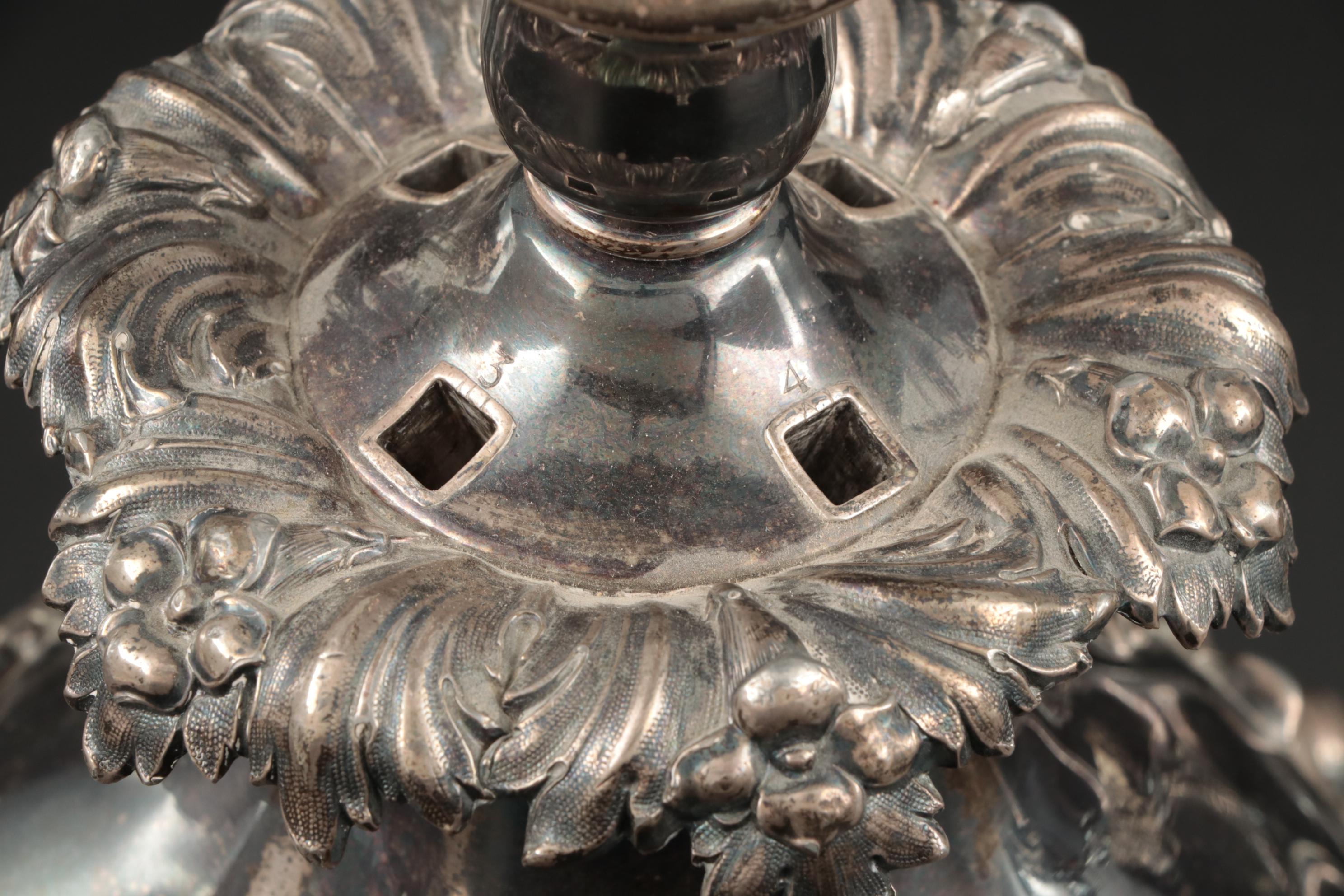 Victorian Silver Plate Epergne with Later Cut Glass Inserts, Late 19th Century
