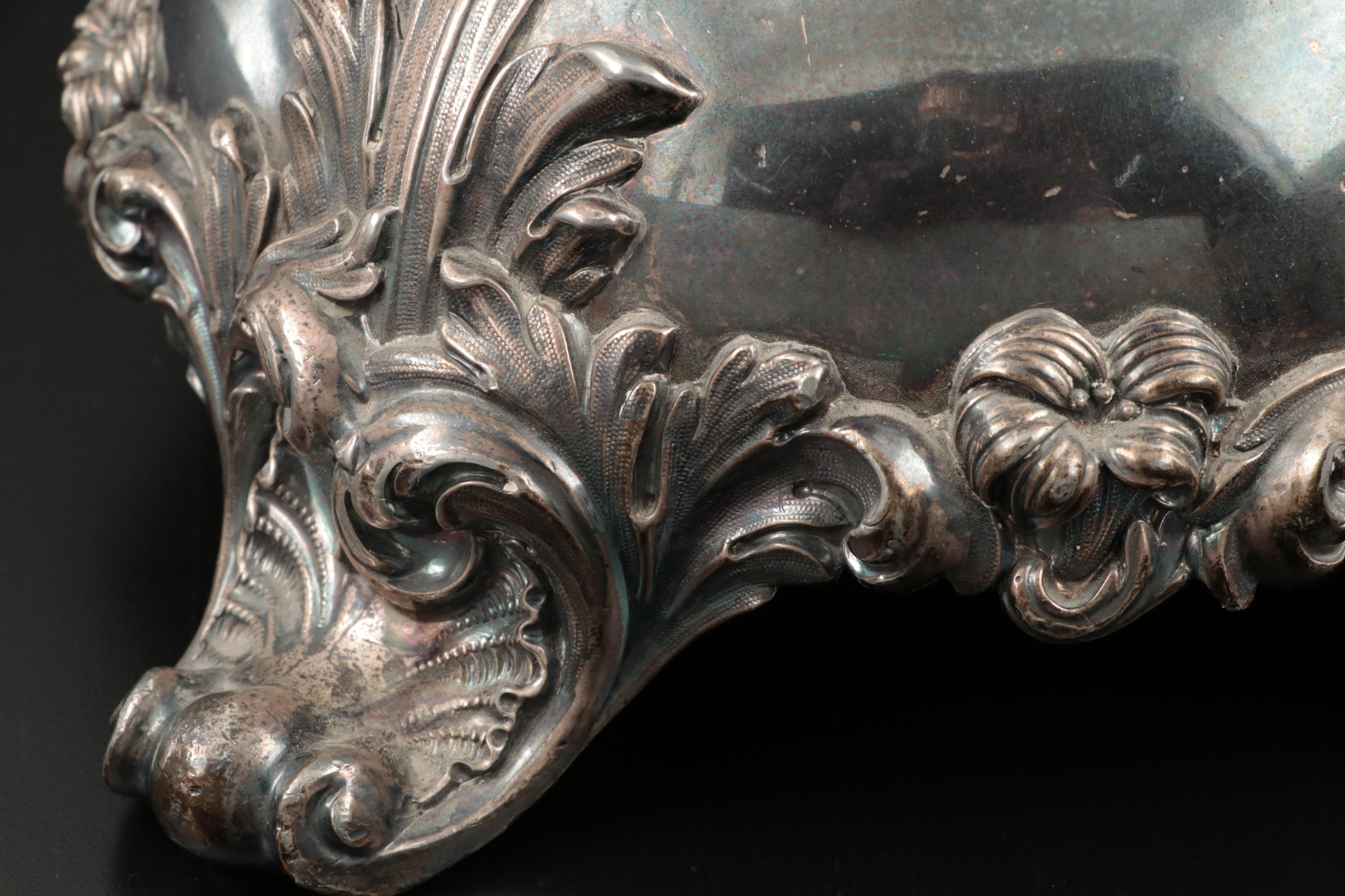 Victorian Silver Plate Epergne with Later Cut Glass Inserts, Late 19th Century