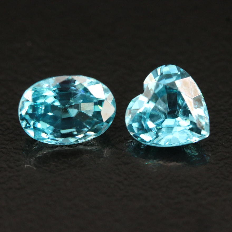 Loose 4.27 CTW Heart and Oval Faceted Zircon