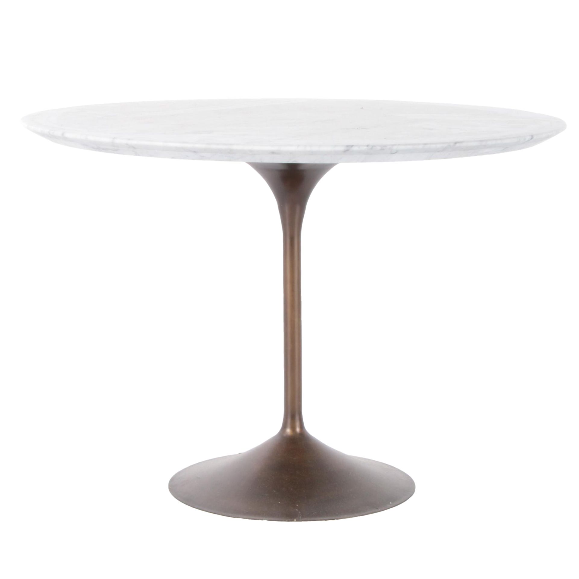 Restoration Hardware "Tulip"  Carrara Marble Top Table with Aged Bronze Base