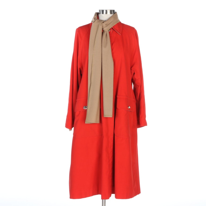 Bonnie Cashin Red Cotton Canvas Turnlock Coat, Vintage