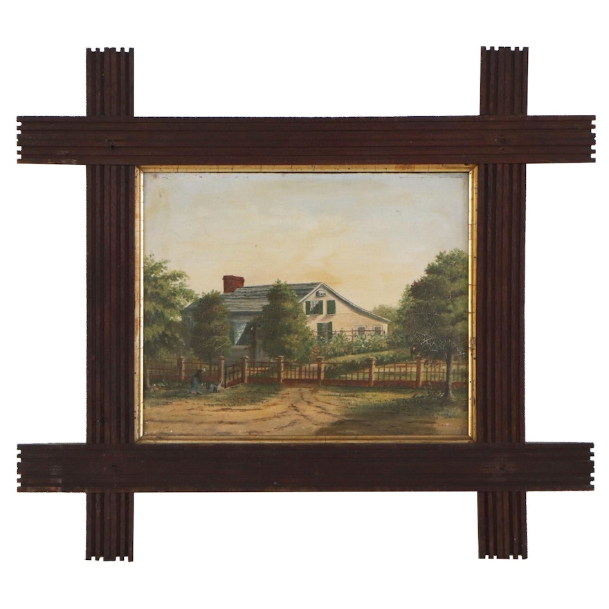 Landscape Painting Attributed to Josiah Letchworth "Home...", 19th Century