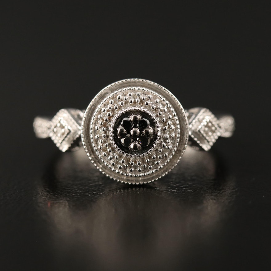 Sterling Silver Diamond Geometric Ring