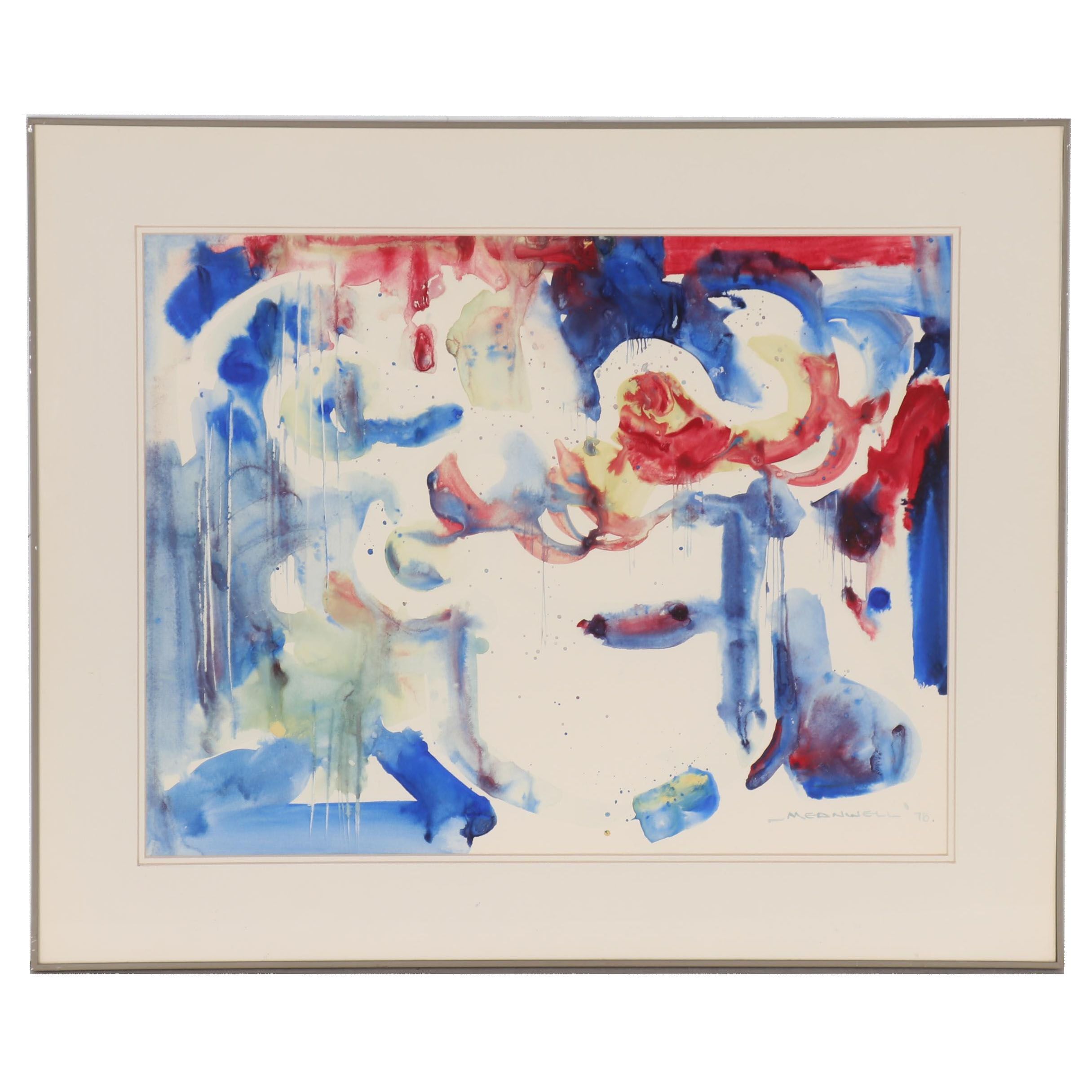 Jack Meanwell Abstract Watercolor Painting, 1978