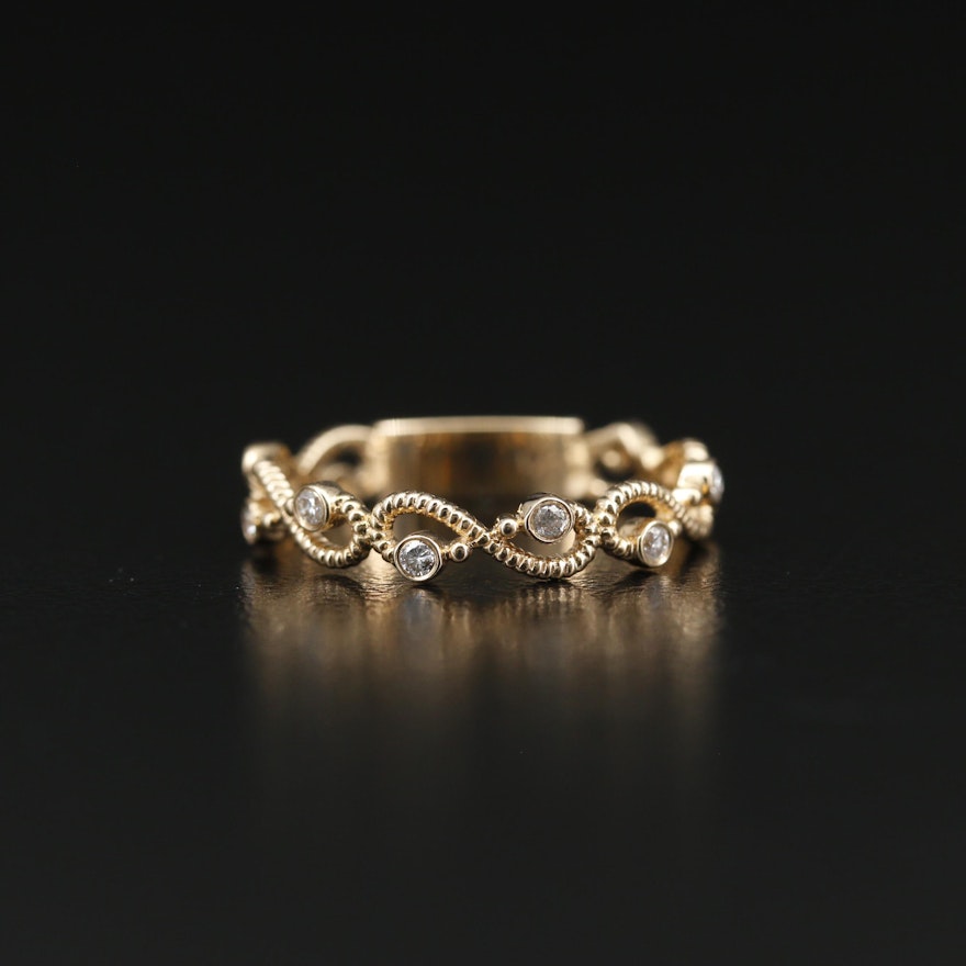 14K Gold Bezel Set Diamond Infinity Band