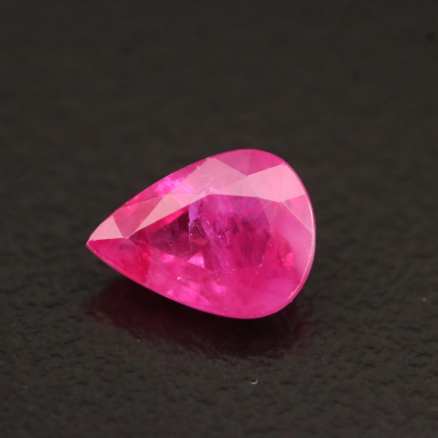 Loose 1.41 CT Pear Faceted Ruby