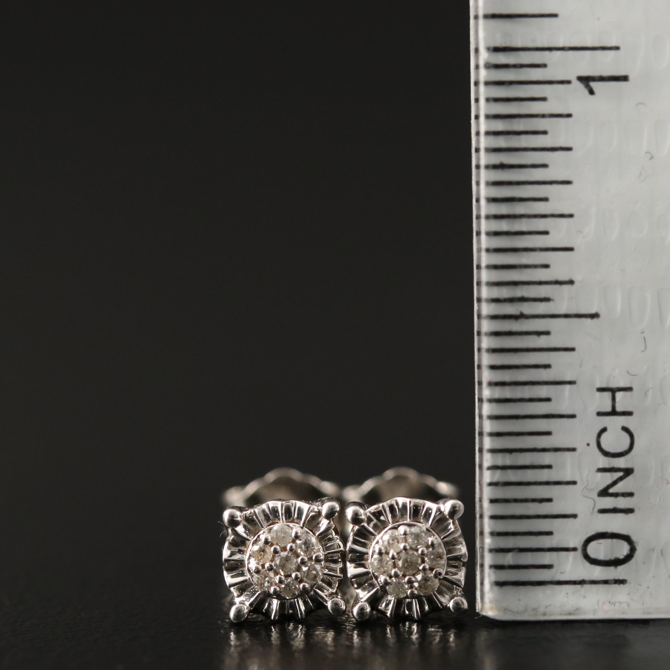 Sterling Silver Diamond Stud Earrings