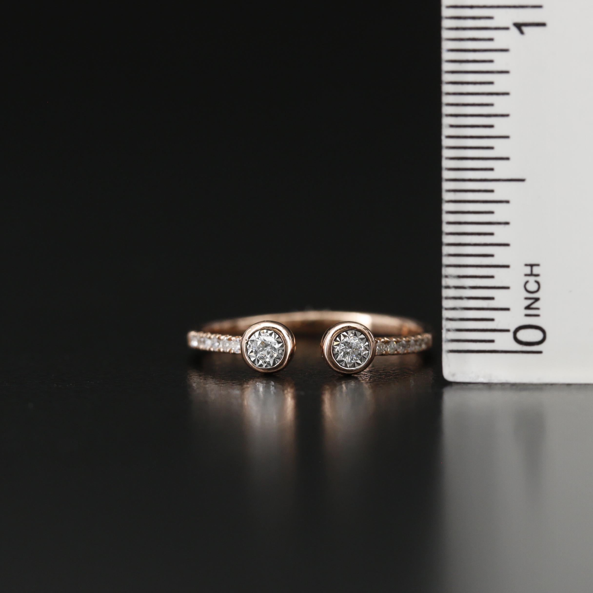 14K Diamond Open Shank Ring