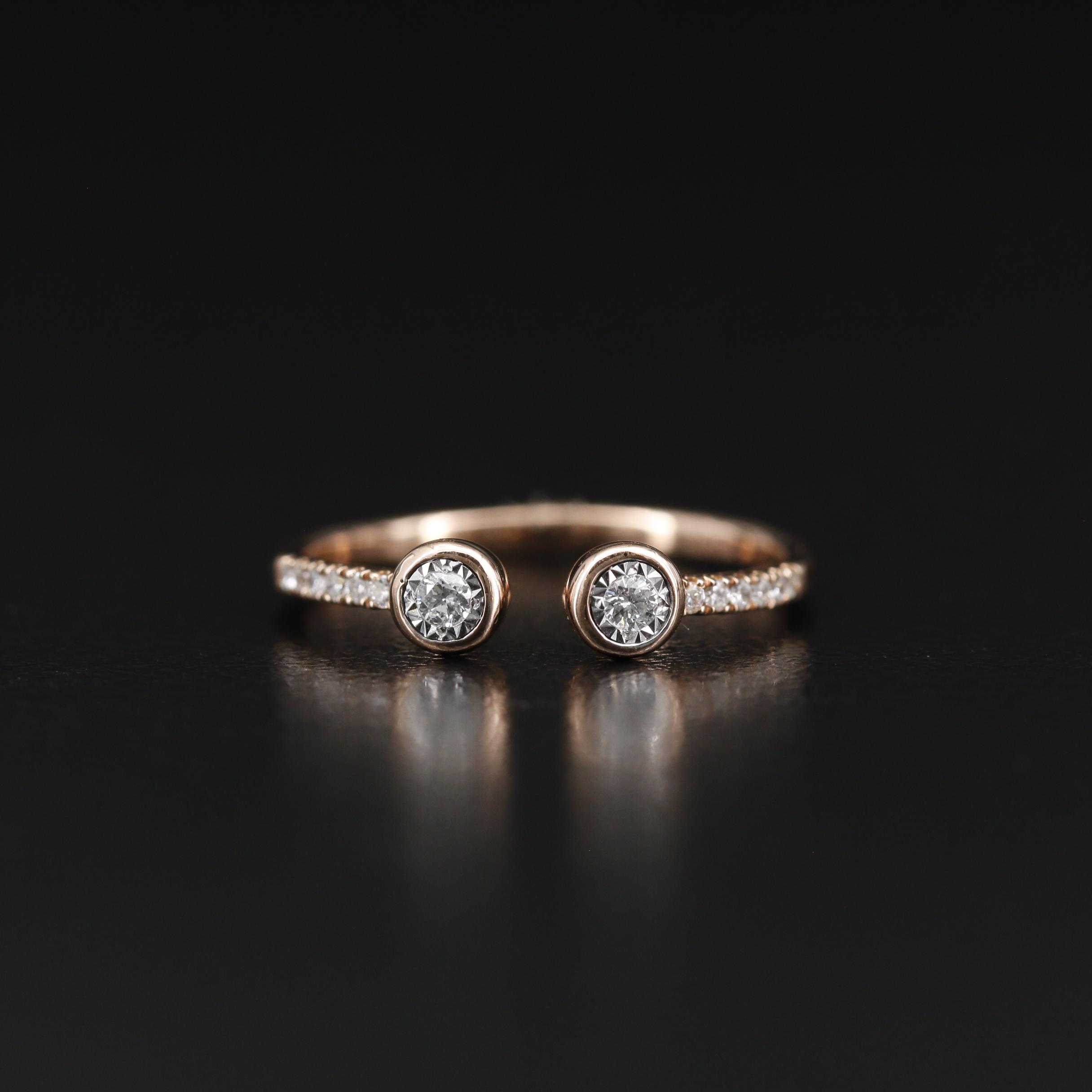 14K Diamond Open Shank Ring