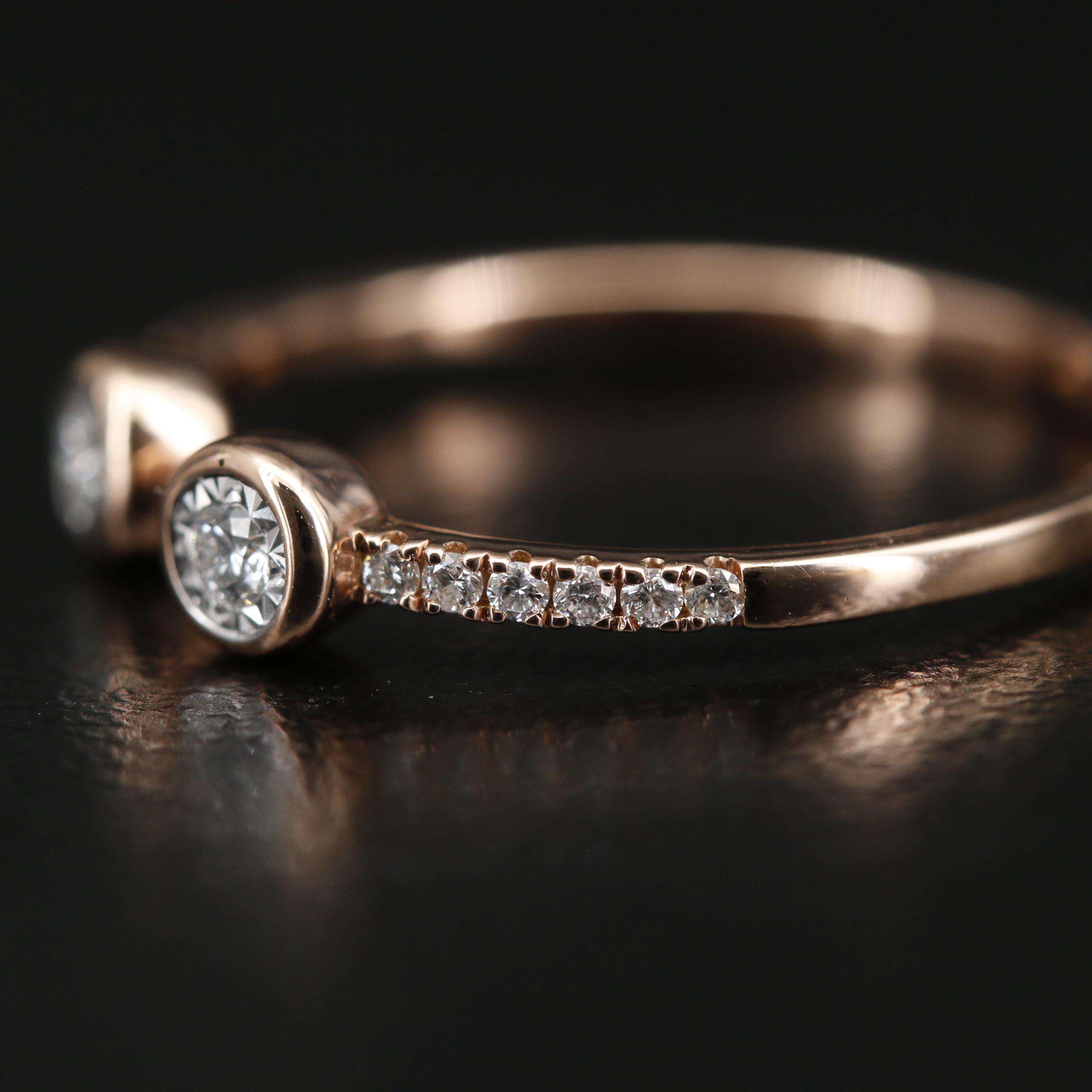 14K Diamond Open Shank Ring