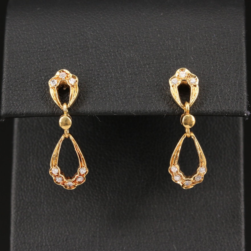 18K Diamond Drop Earrings