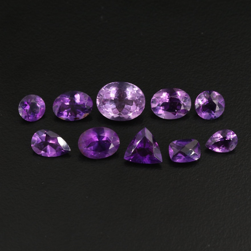 Loose 14.10 CTW Mixed Faceted Amethysts