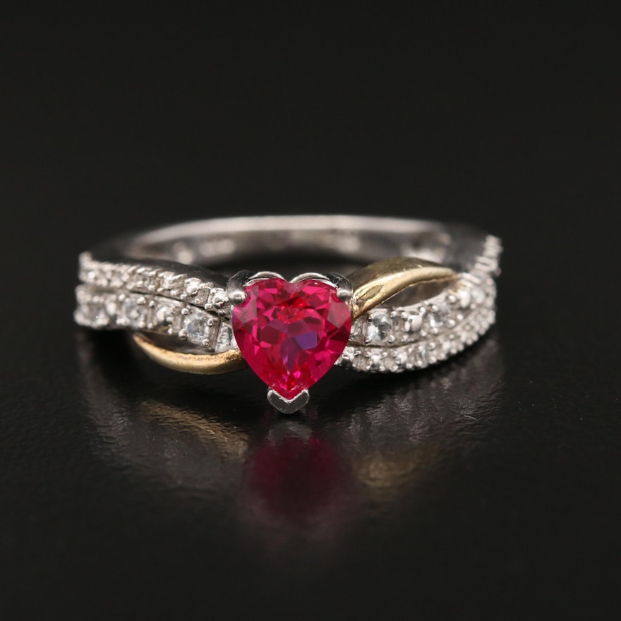 Sterling Silver Ruby and Topaz Ring