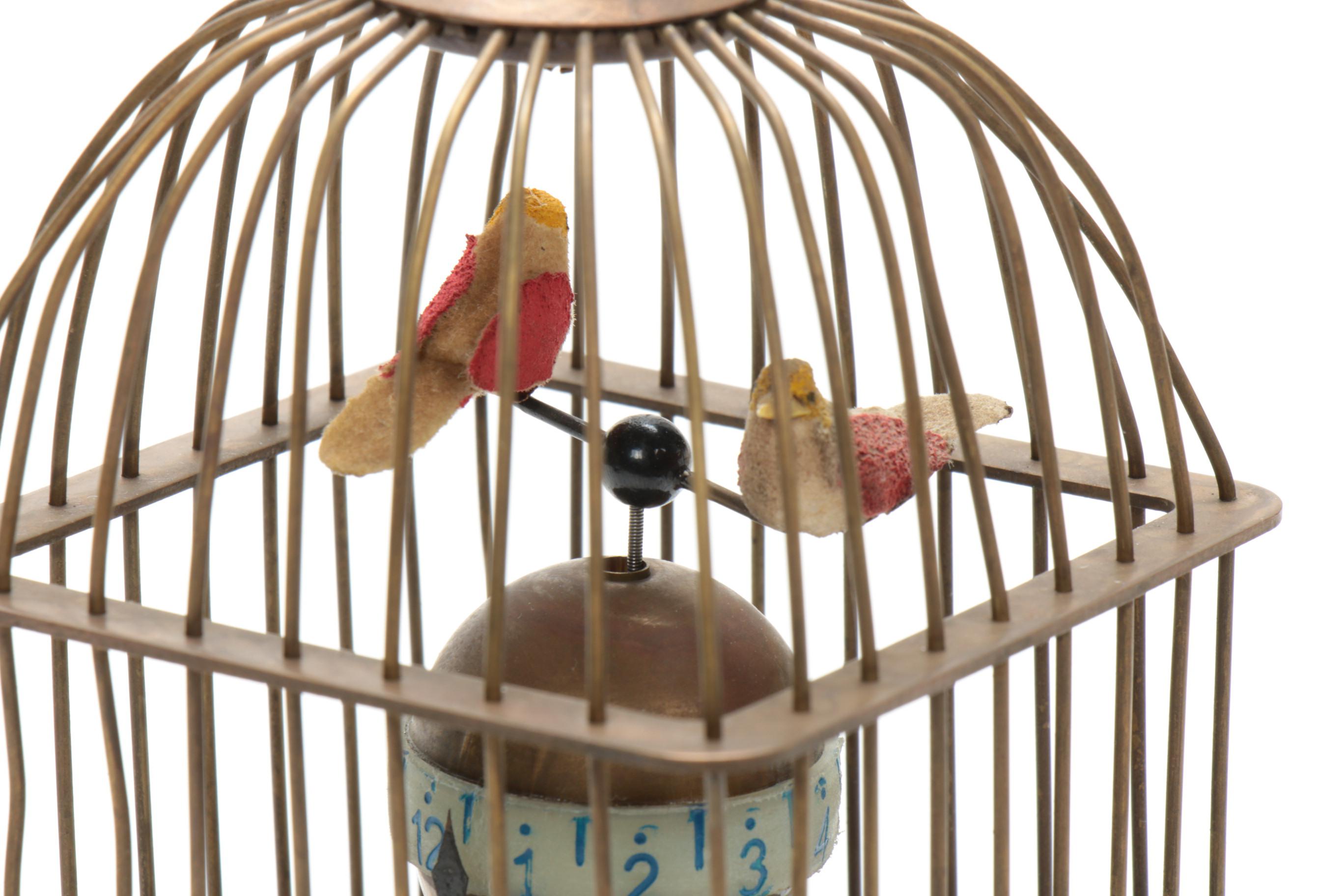 Birdcage Automaton Clock with Cloisonné Base
