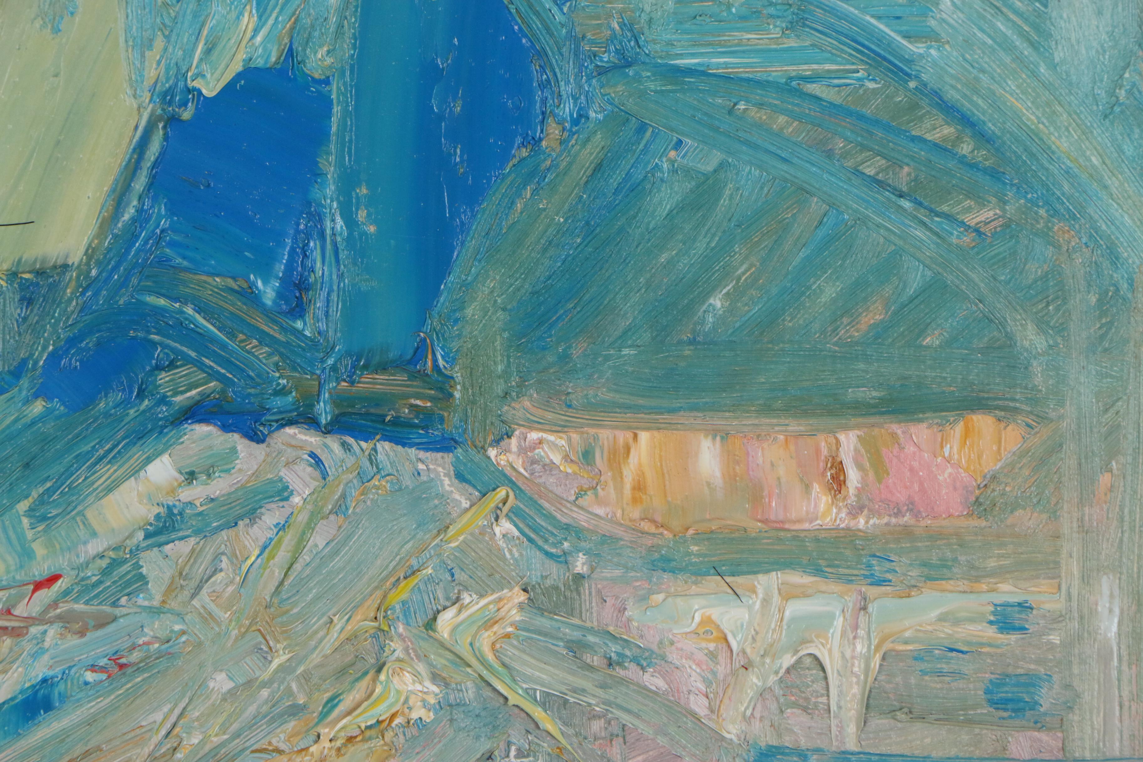 Jack Meanwell Abstract Impasto Oil Painting "Canyon Shapes", 1988