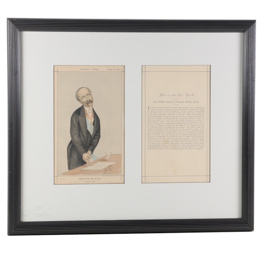Vanity Fair "Men of the Day" Series Chromolithograph "Sir Henry Frere", 1873