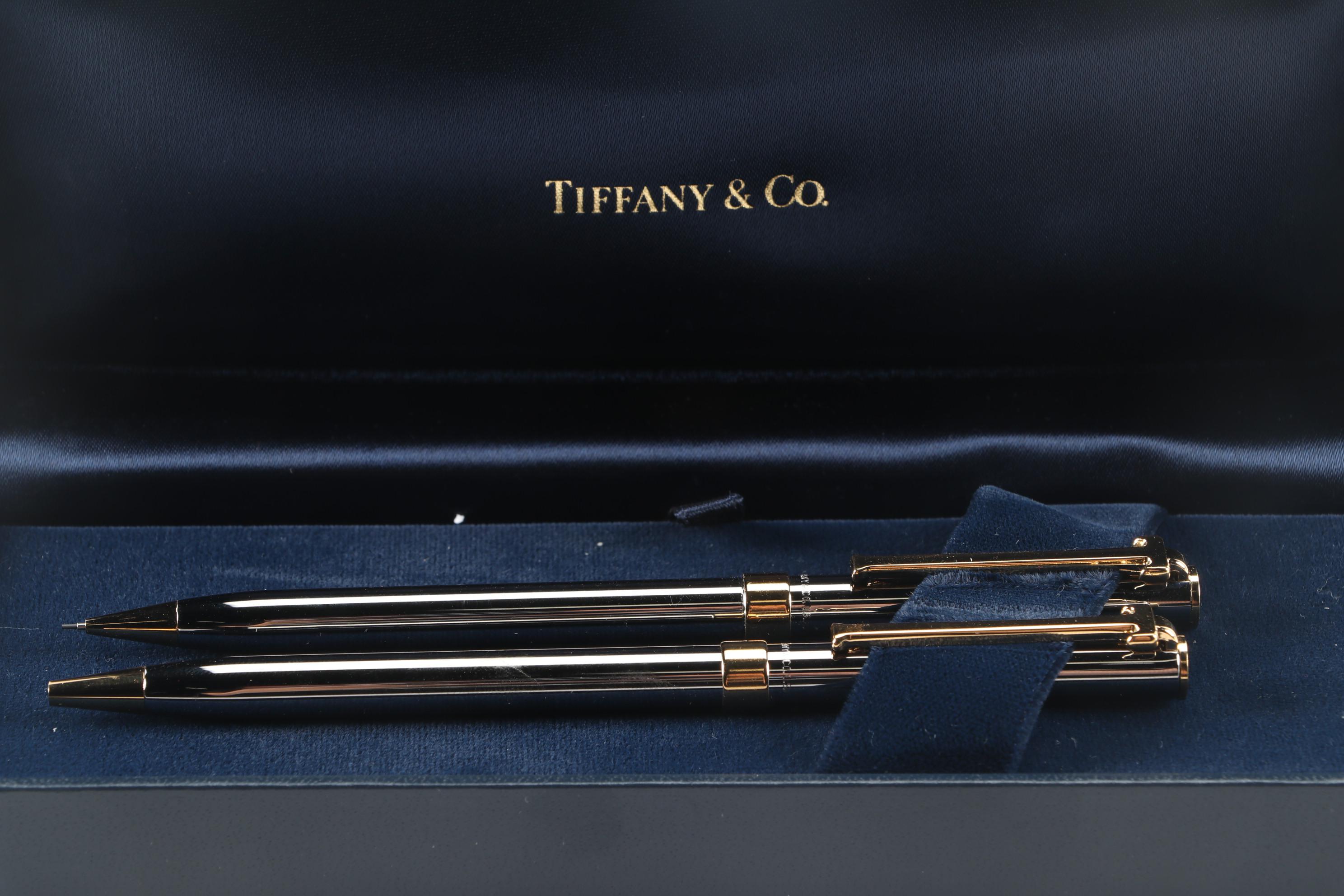 Tiffany & Co. Ruthenium T-Clip Ballpoint Pen and Pencil Set