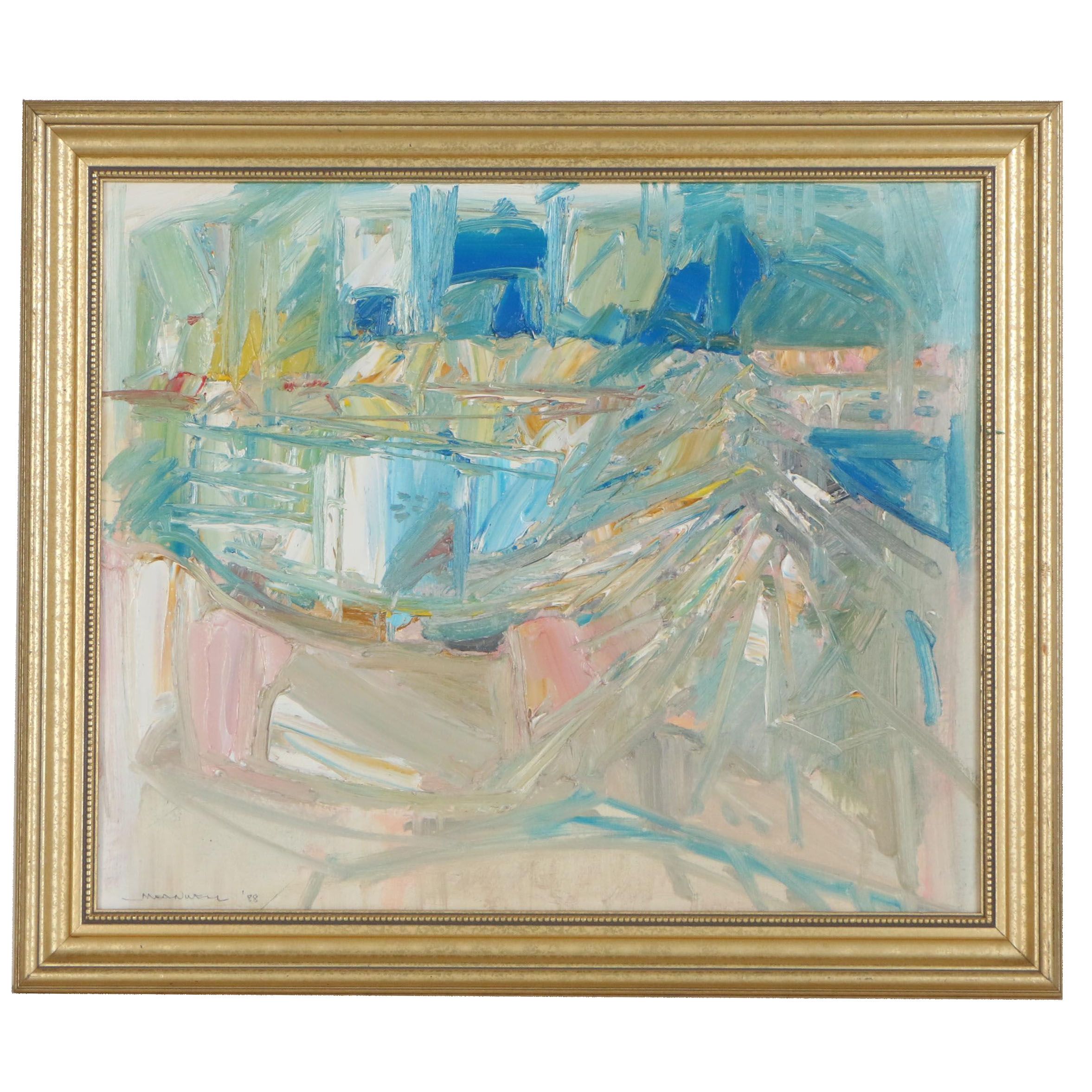 Jack Meanwell Abstract Impasto Oil Painting "Canyon Shapes", 1988