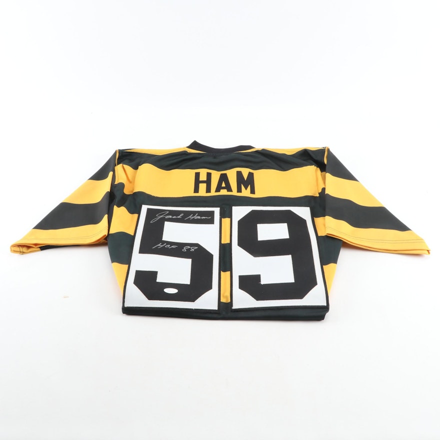 Jack Ham Signed Pittsburgh Steelers Throwback Replica Football Jersey, JSA COA