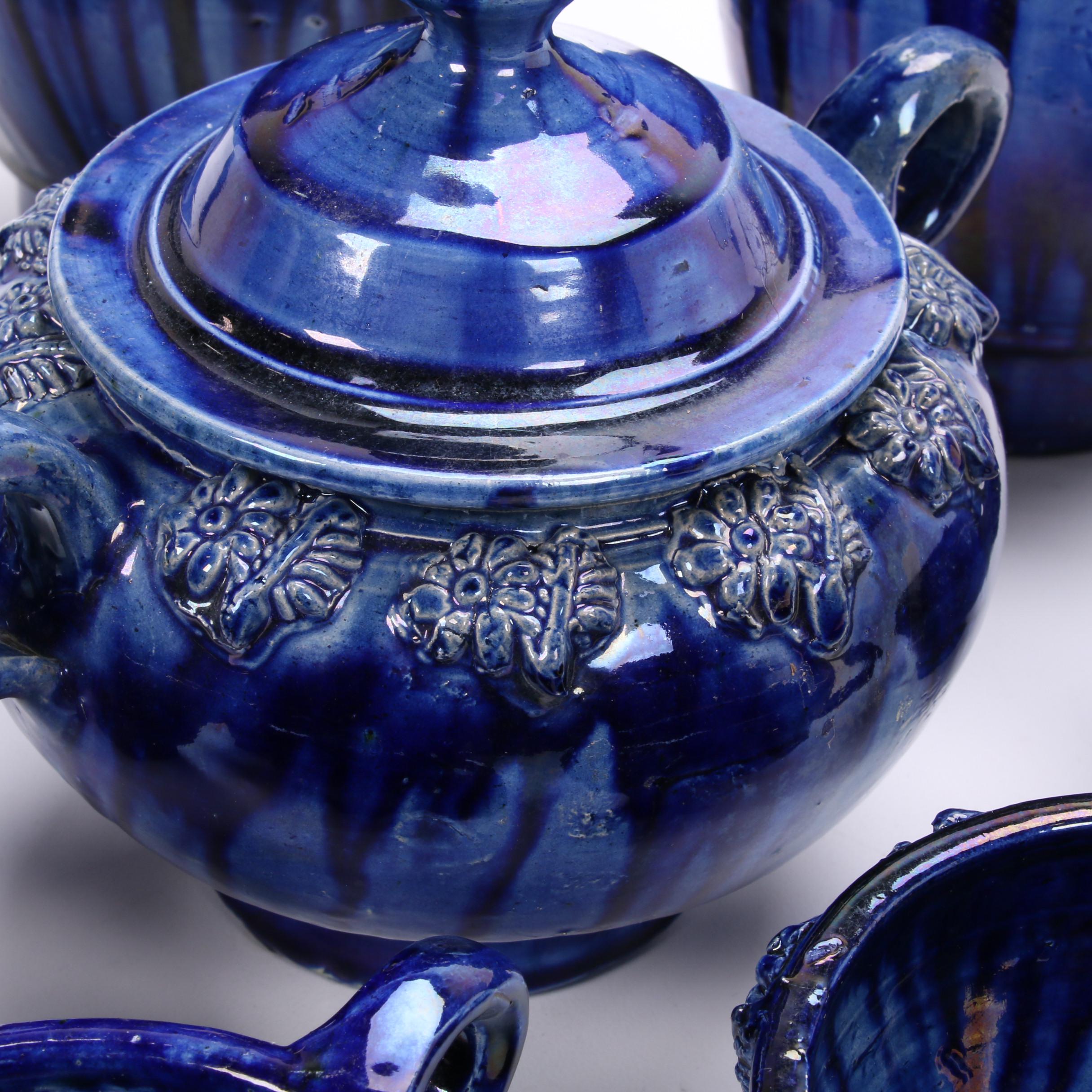 Blue Drip Glaze Ceramic Tea and Coffee Service