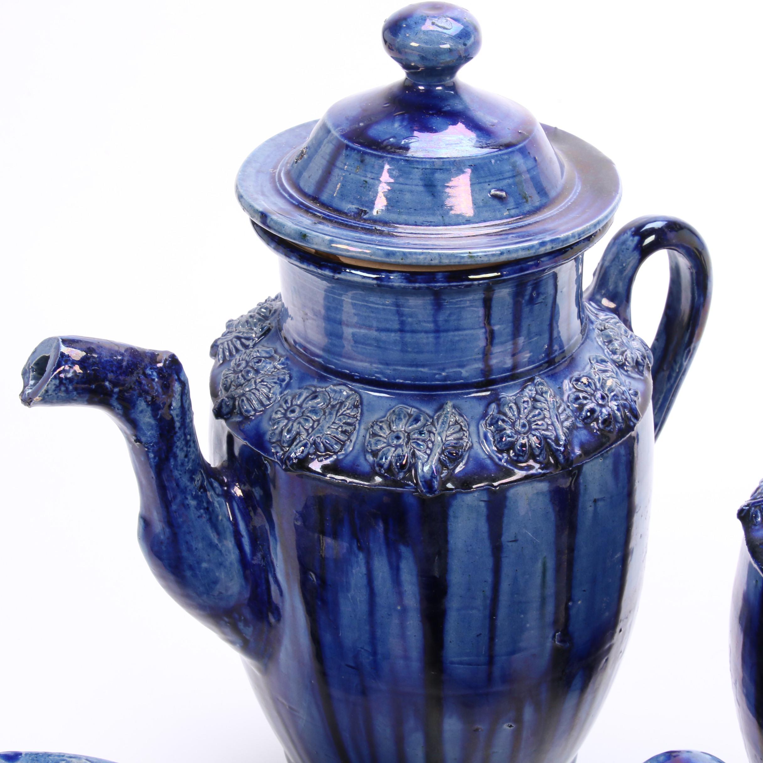 Blue Drip Glaze Ceramic Tea and Coffee Service