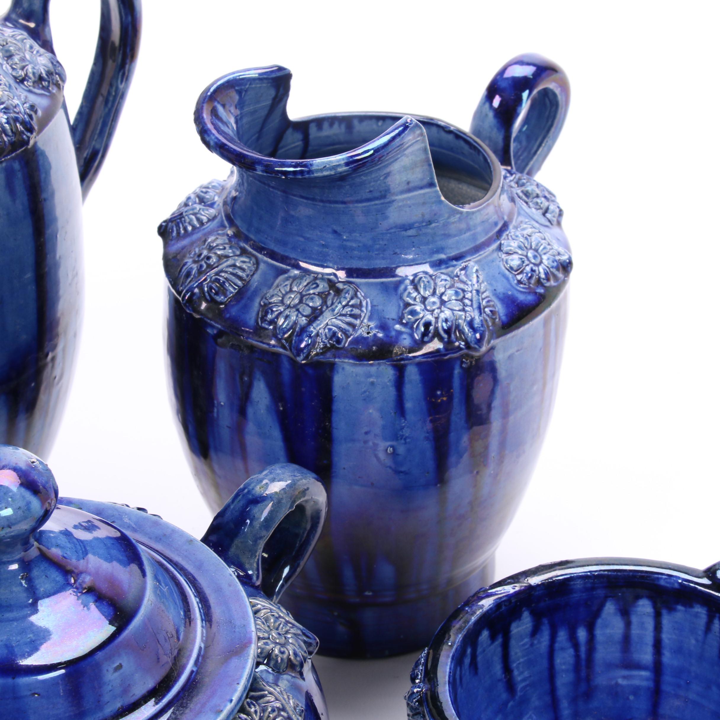 Blue Drip Glaze Ceramic Tea and Coffee Service