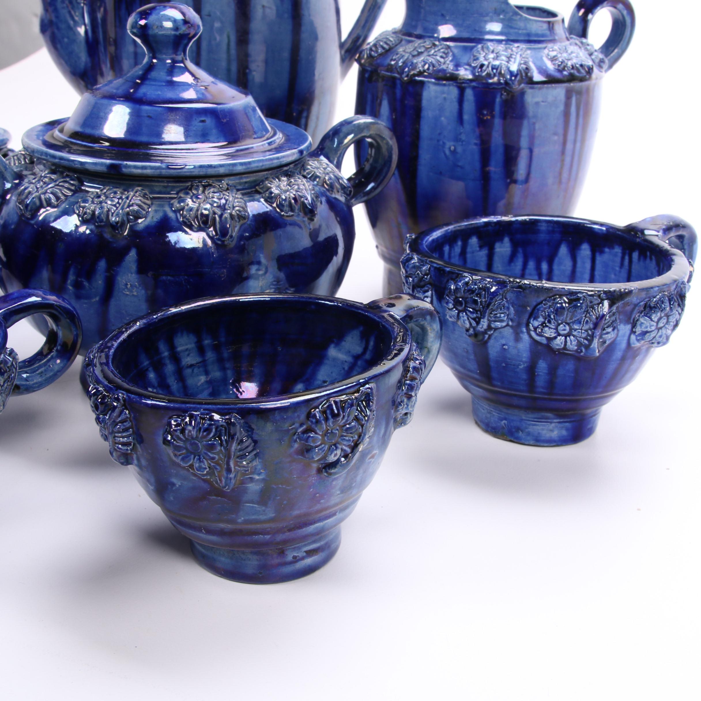 Blue Drip Glaze Ceramic Tea and Coffee Service