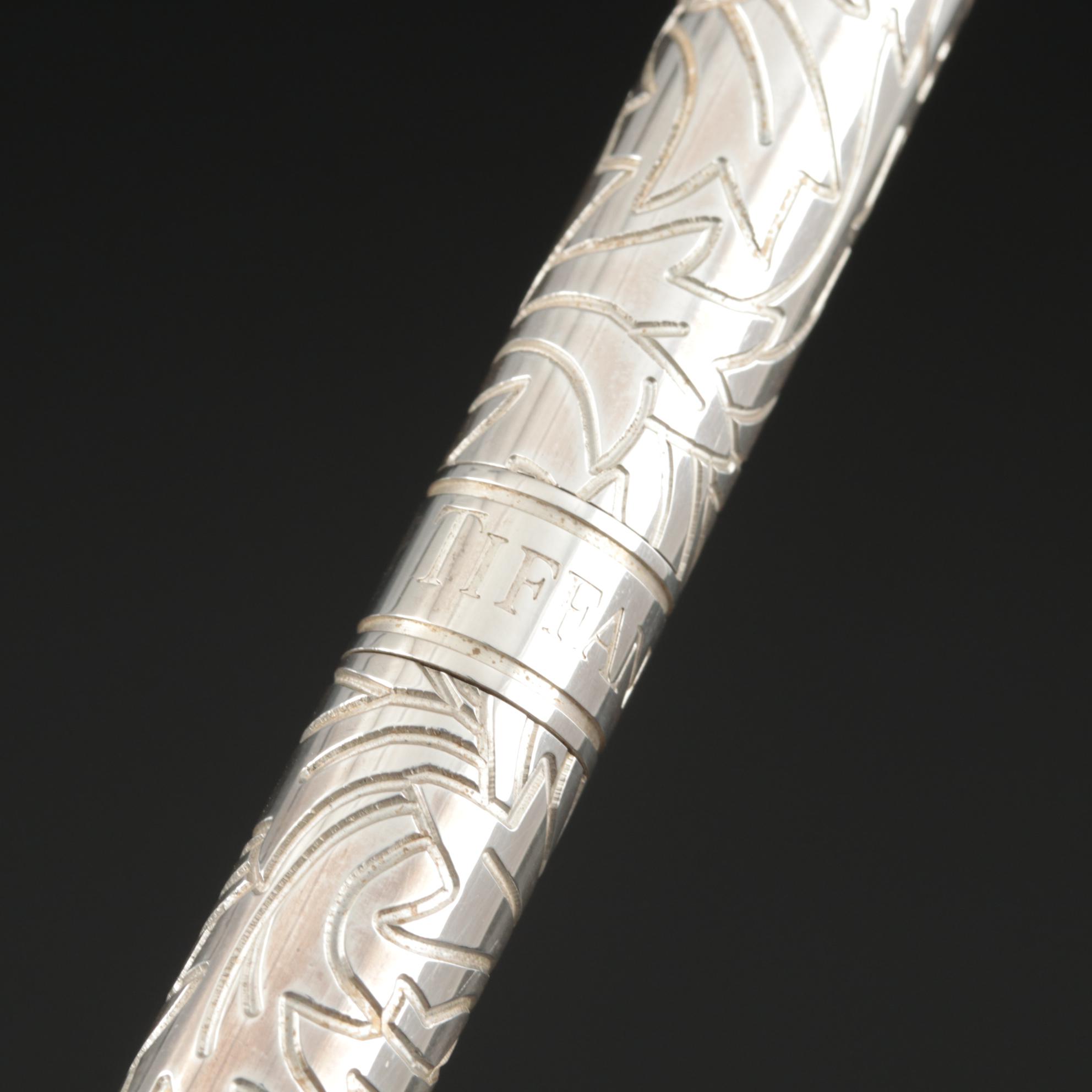 Tiffany & Co. Sterling Silver Leaf Fountain Pen with 18K White Gold Nib