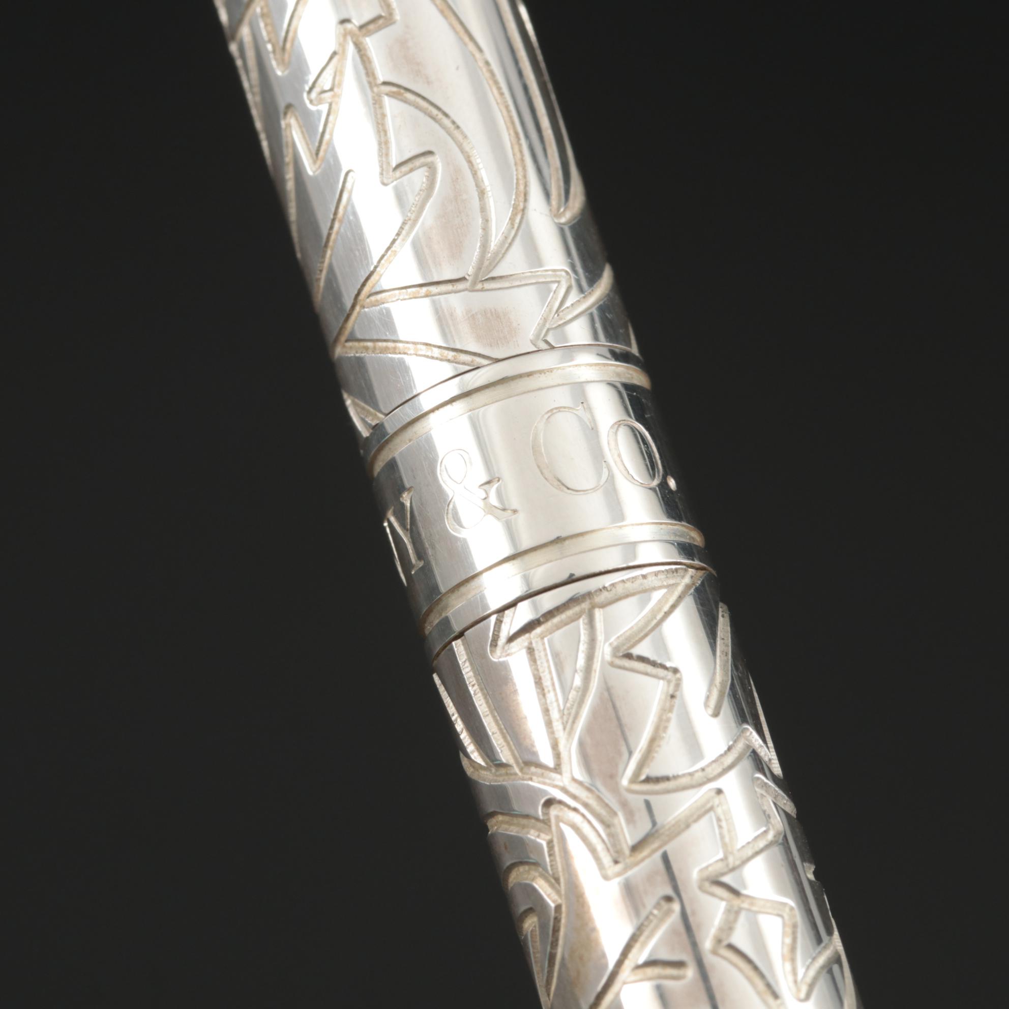 Tiffany & Co. Sterling Silver Leaf Fountain Pen with 18K White Gold Nib