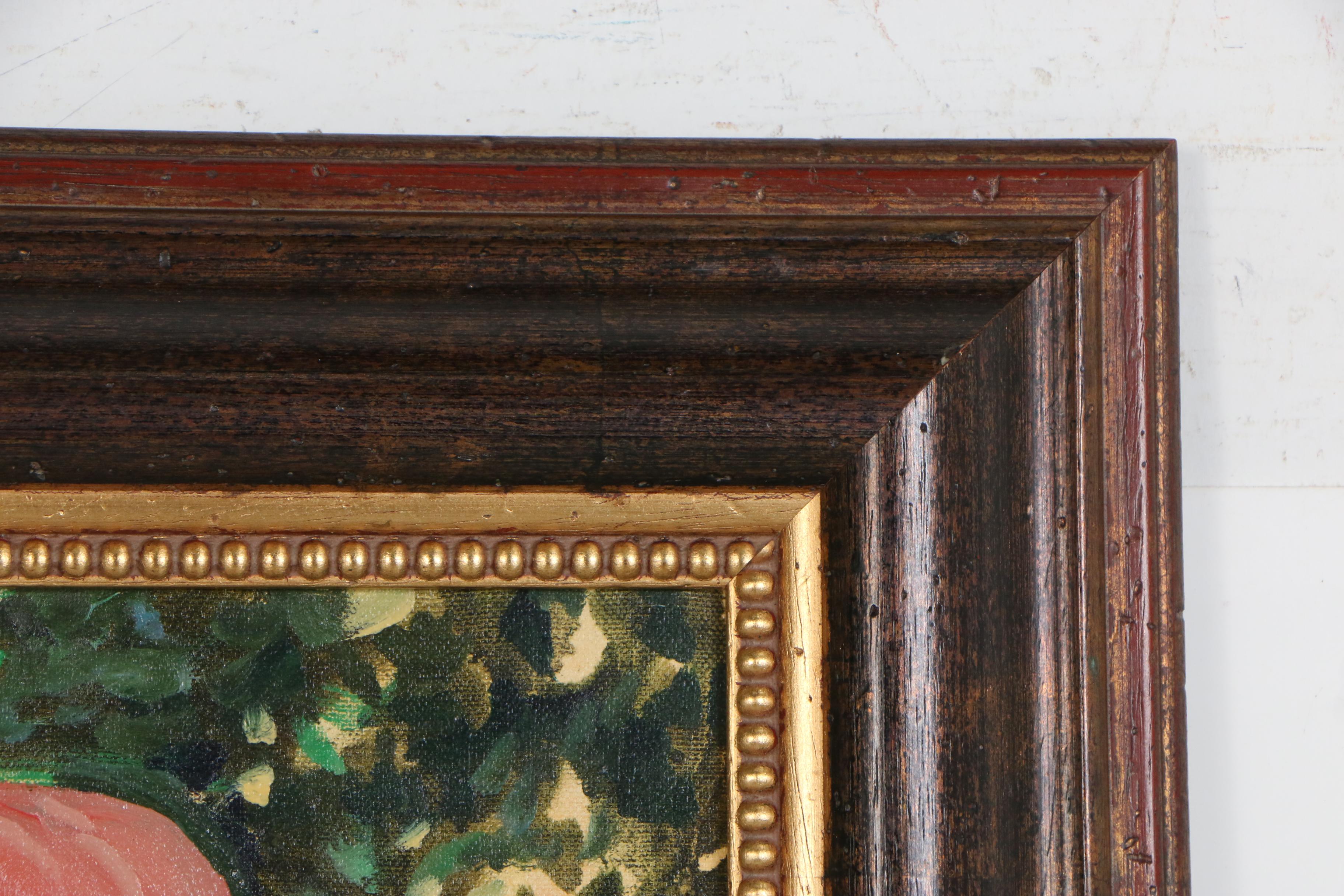 Corinne Hartley Impressionistic Oil Painting of Boy and Dog at Mailboxes