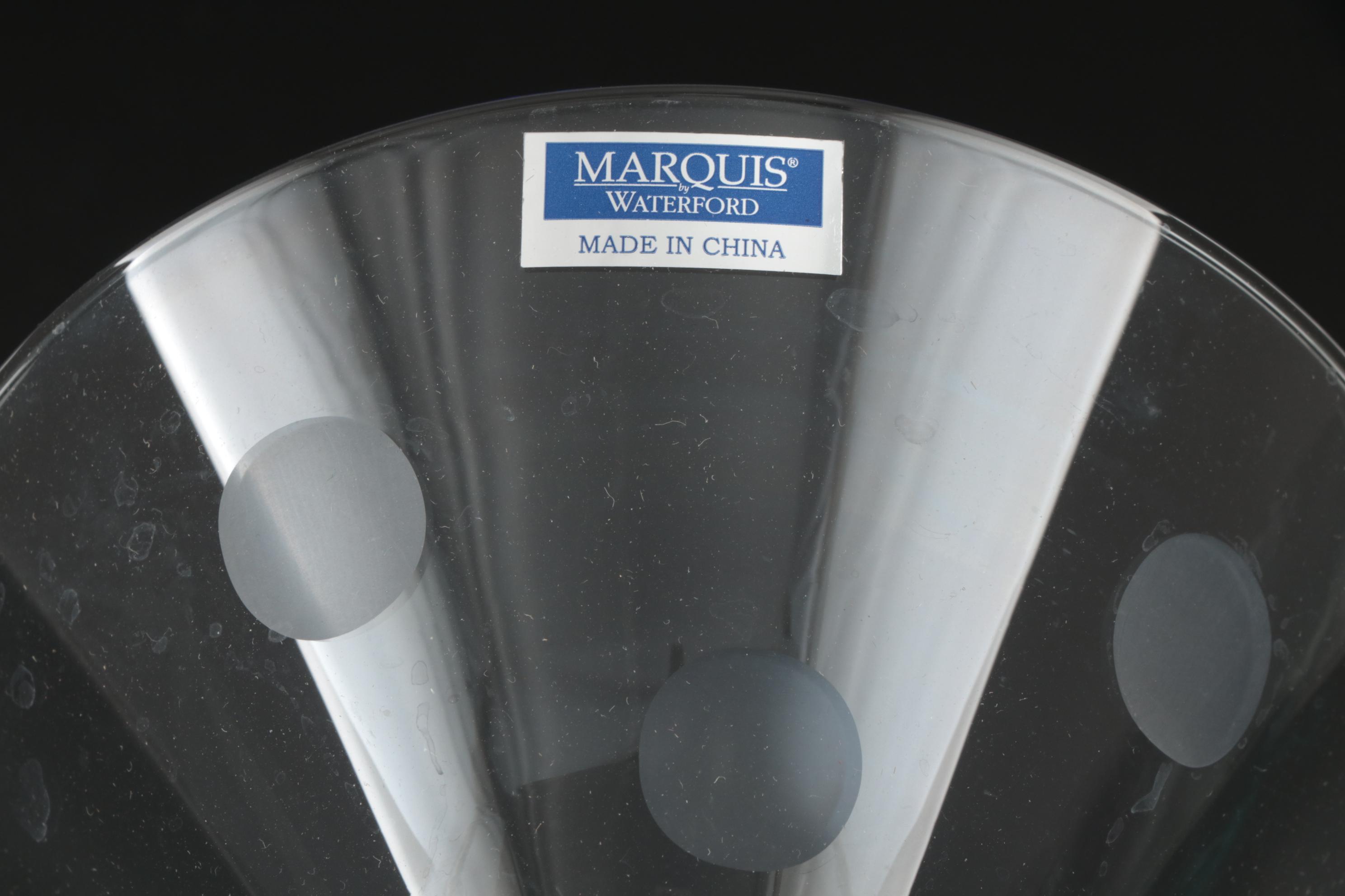 Marquis by Waterford "Polka Dot" Crystal Martini and Highball Glasses, 2002–2004