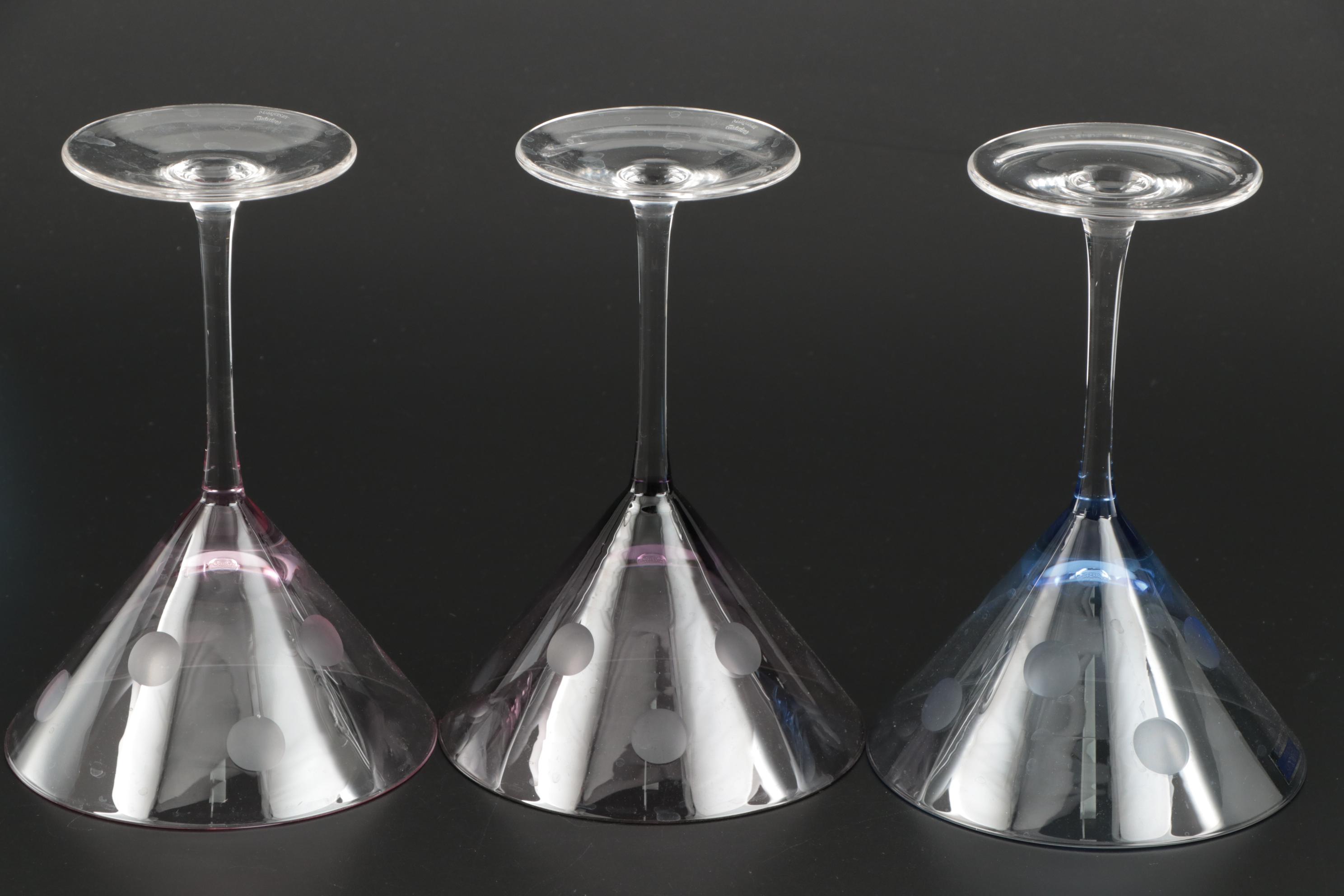 Marquis by Waterford "Polka Dot" Crystal Martini and Highball Glasses, 2002–2004