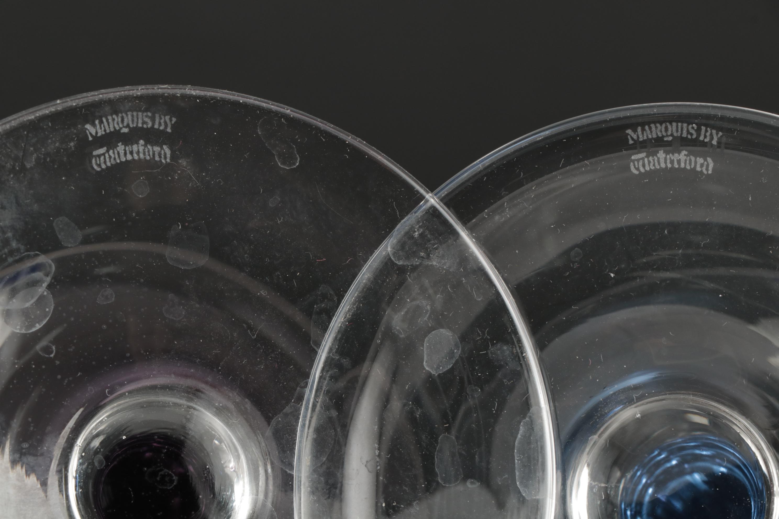 Marquis by Waterford "Polka Dot" Crystal Martini and Highball Glasses, 2002–2004