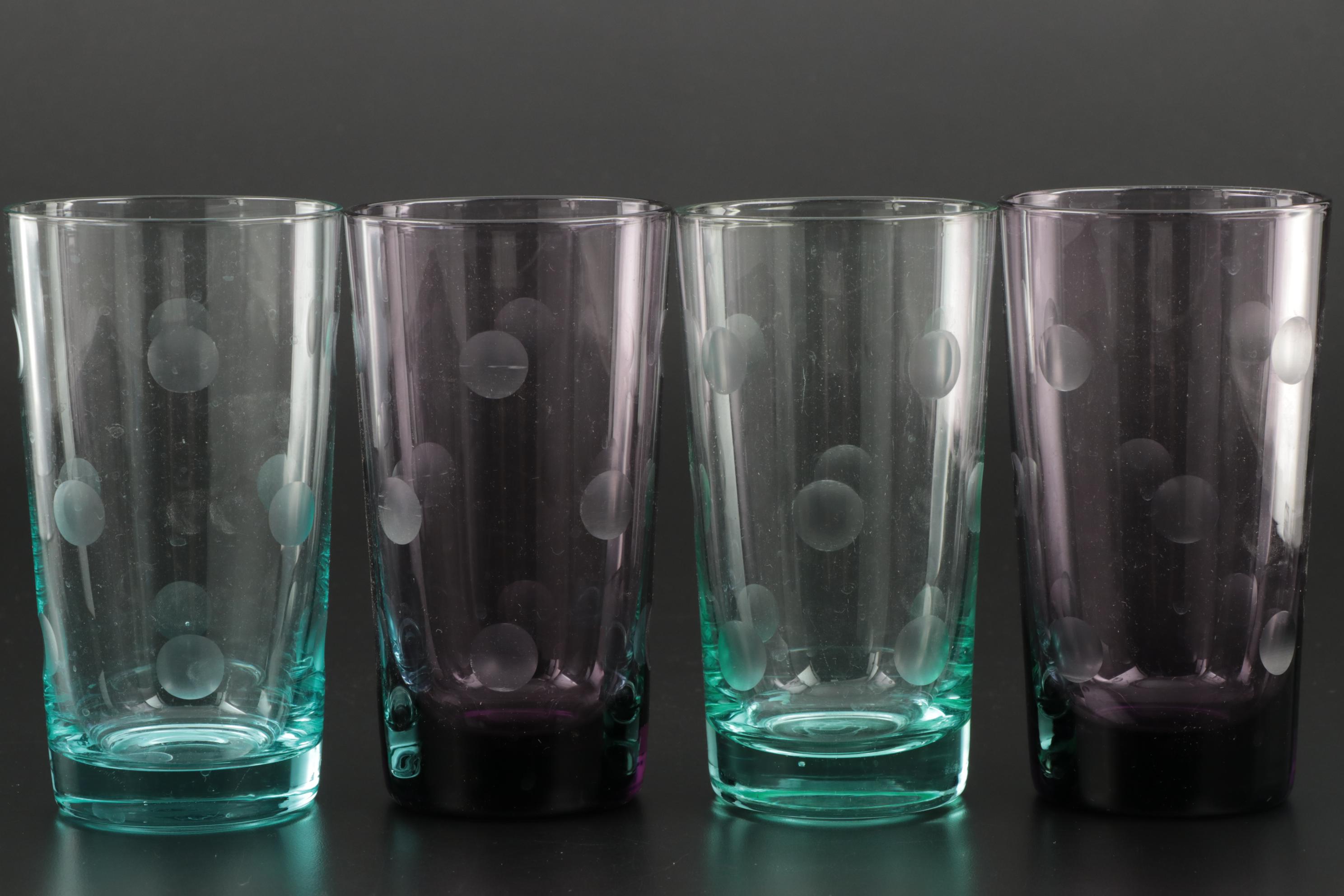 Marquis by Waterford "Polka Dot" Crystal Martini and Highball Glasses, 2002–2004