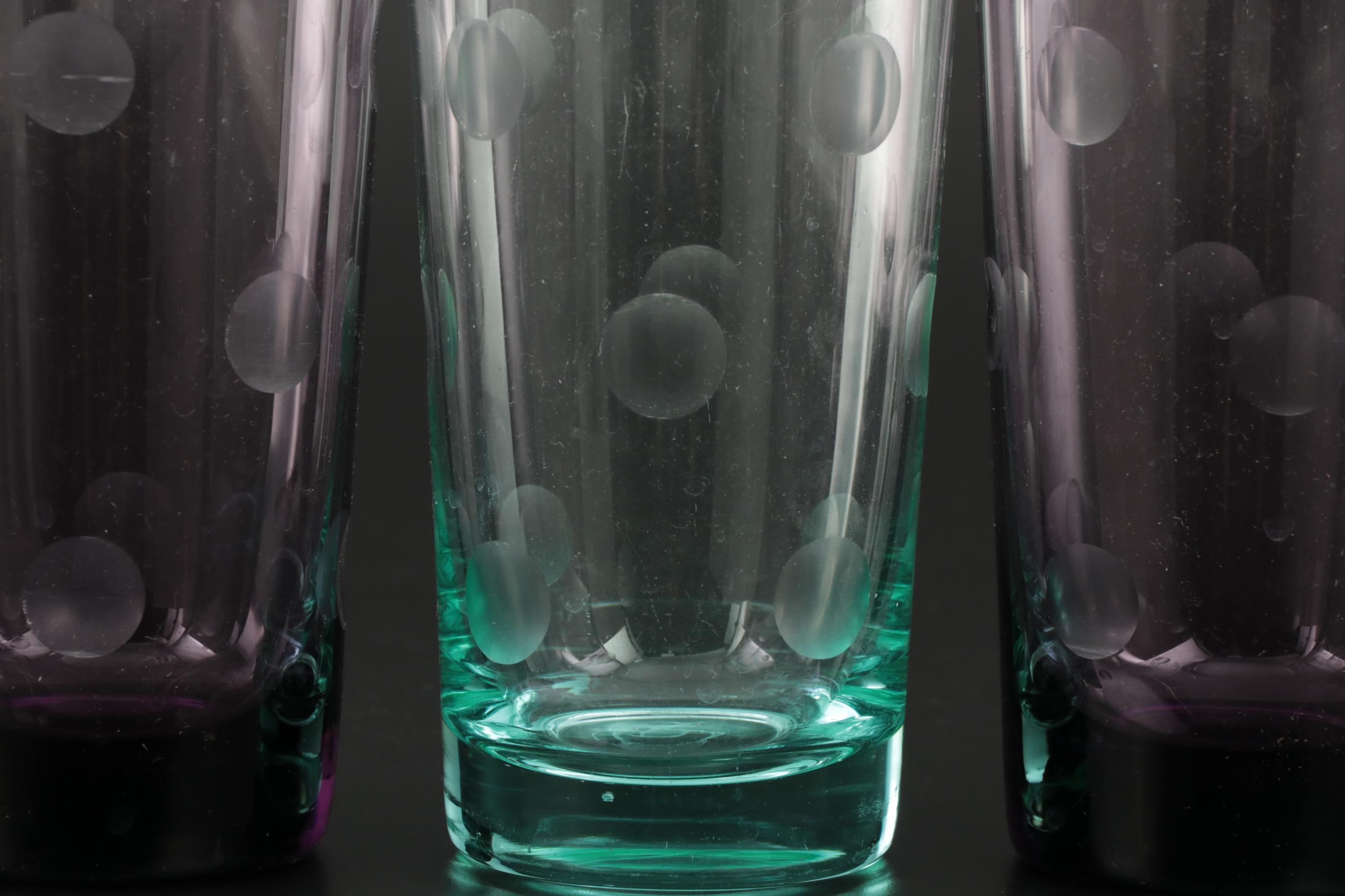 Marquis by Waterford "Polka Dot" Crystal Martini and Highball Glasses, 2002–2004